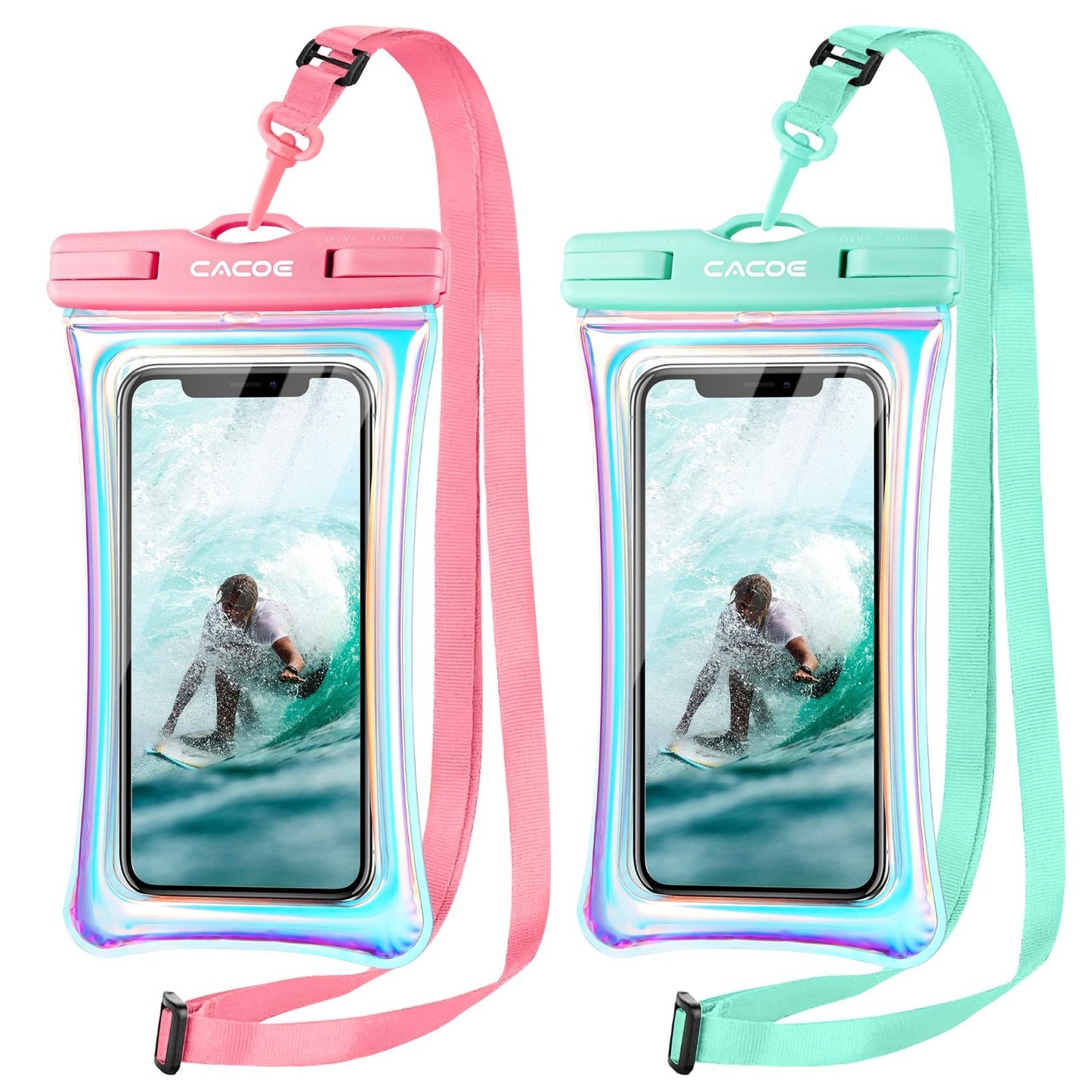 Waterproof Phone Pouch 2 Pack   Floatable IPX8 Case for Beach, Travel, Kayak, Ca0