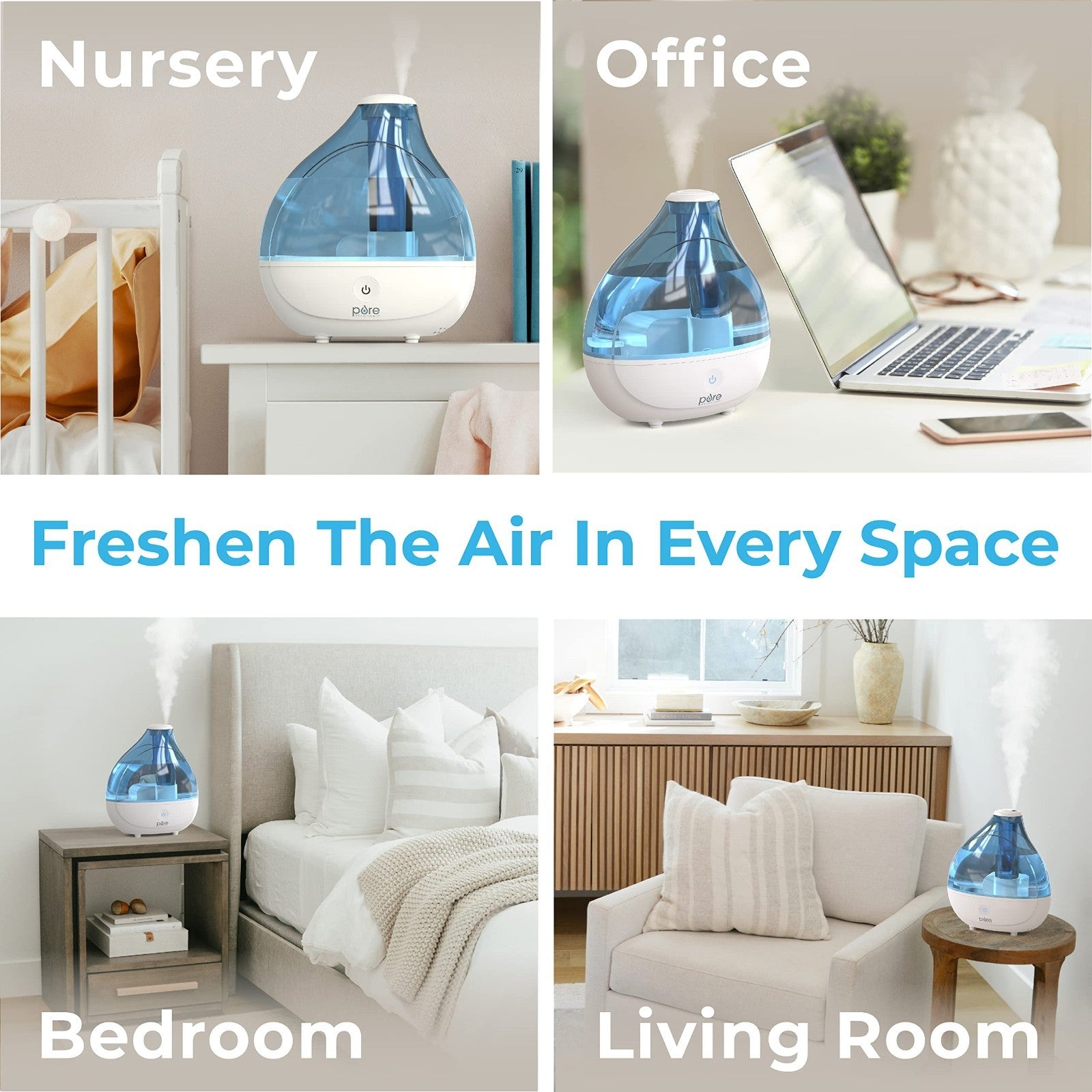 Ultrasonic Cool Mist Humidifier - Quiet, Long-Lasting 25H for Bedroom, Nursery &5