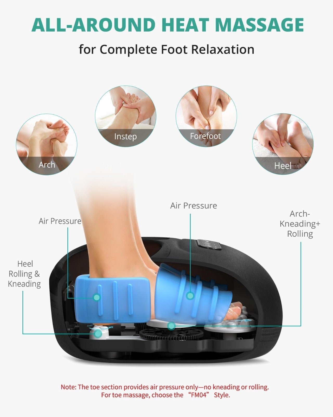 Shiatsu Foot Massager with Heat & Air Pressure - Pain Relief for Plantar Fasciit3