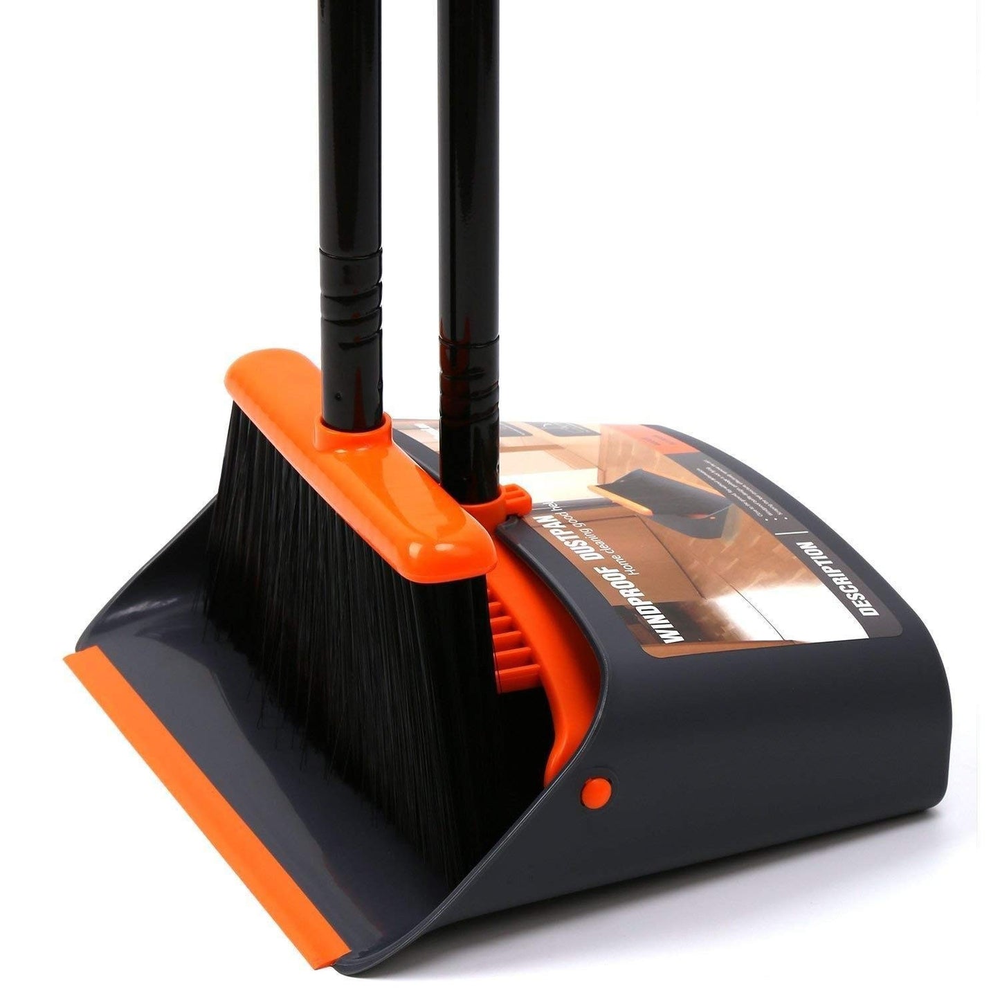 52" Long Handle Broom and Dustpan Set - Upright Stand for Home, Kitchen, Office1