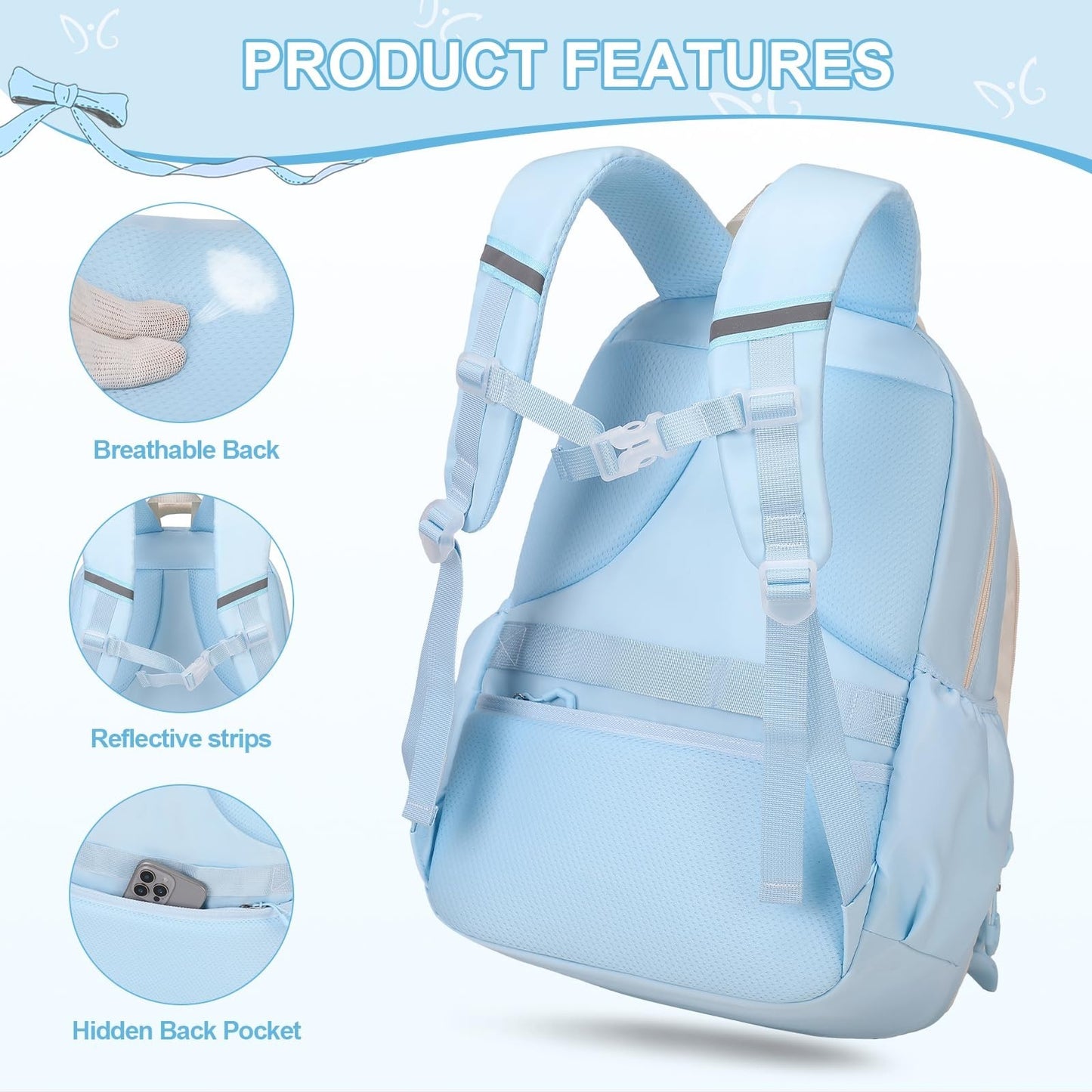Cute Girls Backpack Set with Lunch Bag & Pencil Case   Stylish School Bag for Ki4