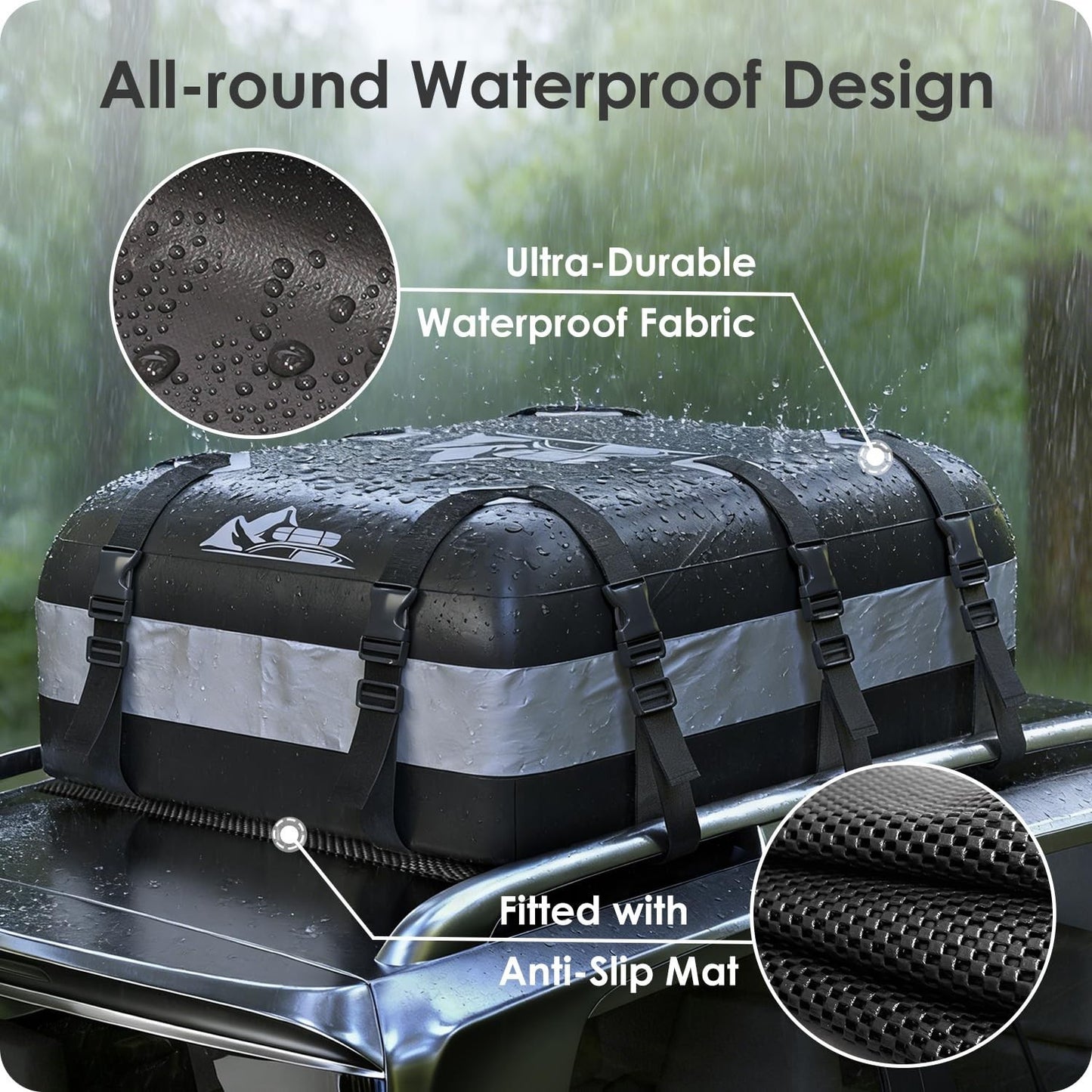 Rooftop Cargo Carrier Bag 15-20 Cu Ft Waterproof Storage for Cars SUV Travel2
