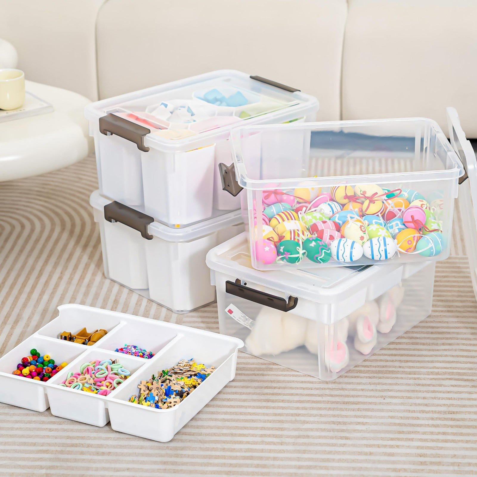 Clear Craft Organizers 17QT   4 Pack Storage Bins with Lids for Home & Office7