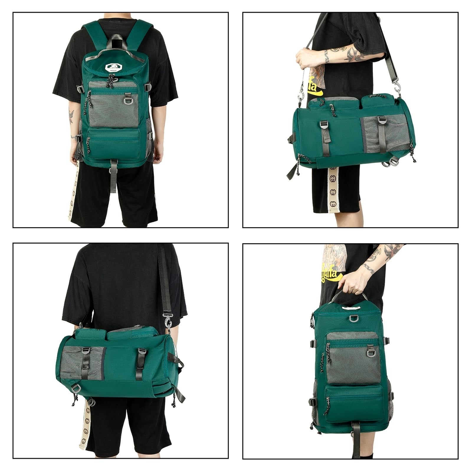 Waterproof Gym Duffel Backpack with Shoe Compartment, 4 Carry Methods, Sports &4