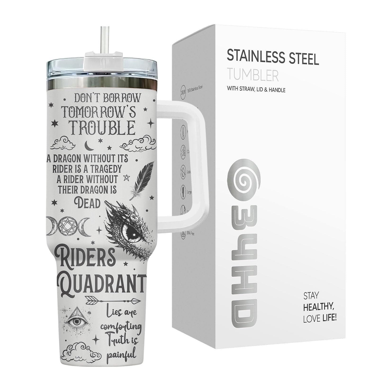 Fantasy Sword Tumbler 40 oz with Handle & Straw   Insulated Coffee Mug for Book5