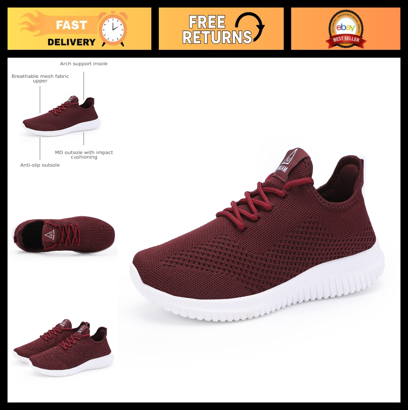 Lightweight Breathable Men's Running Shoes - Non-Slip Athletic Sneakers for Spor0