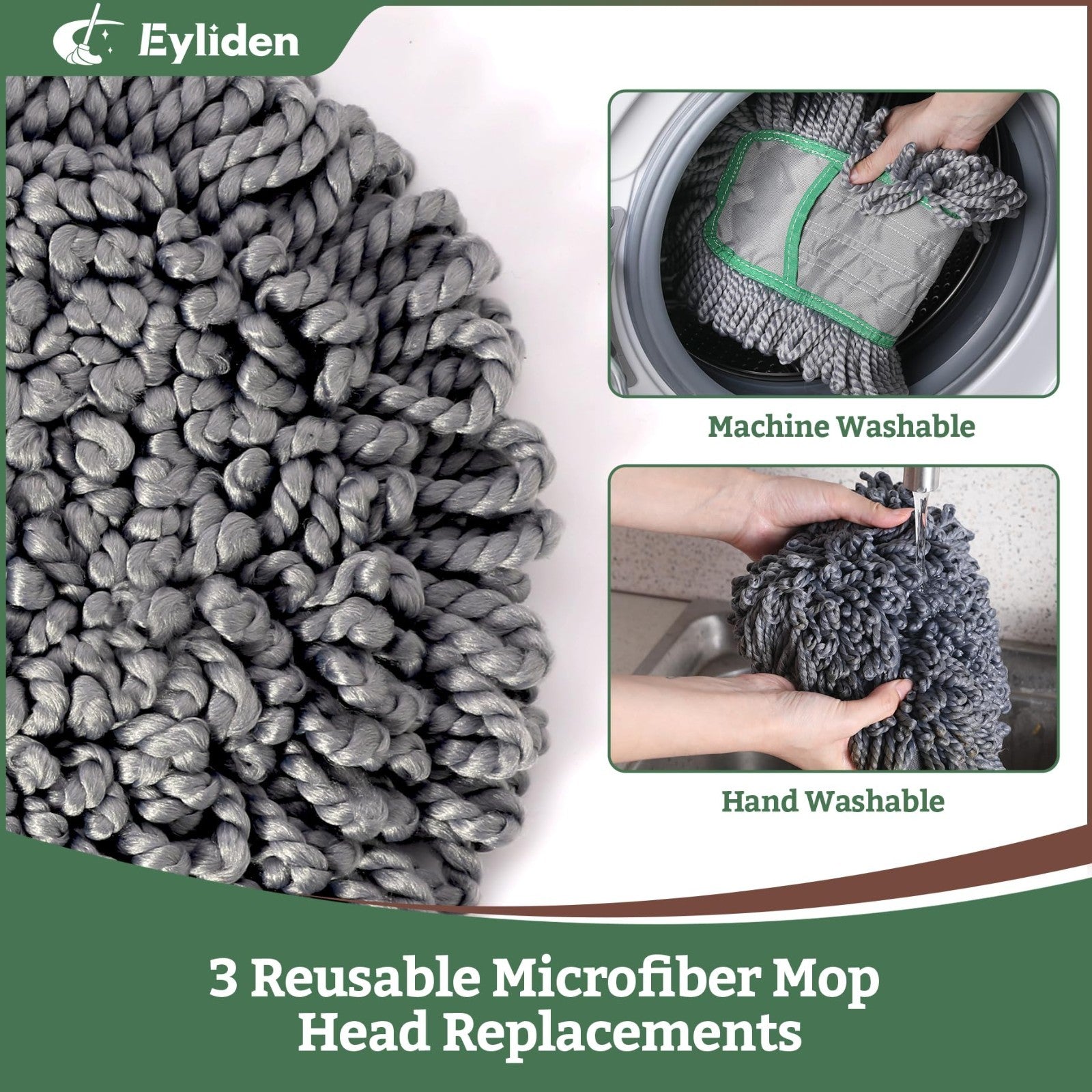 Pro Dust Mop for Floor Cleaning - 3 Reusable Microfiber Pads, Heavy-Duty, Effici3