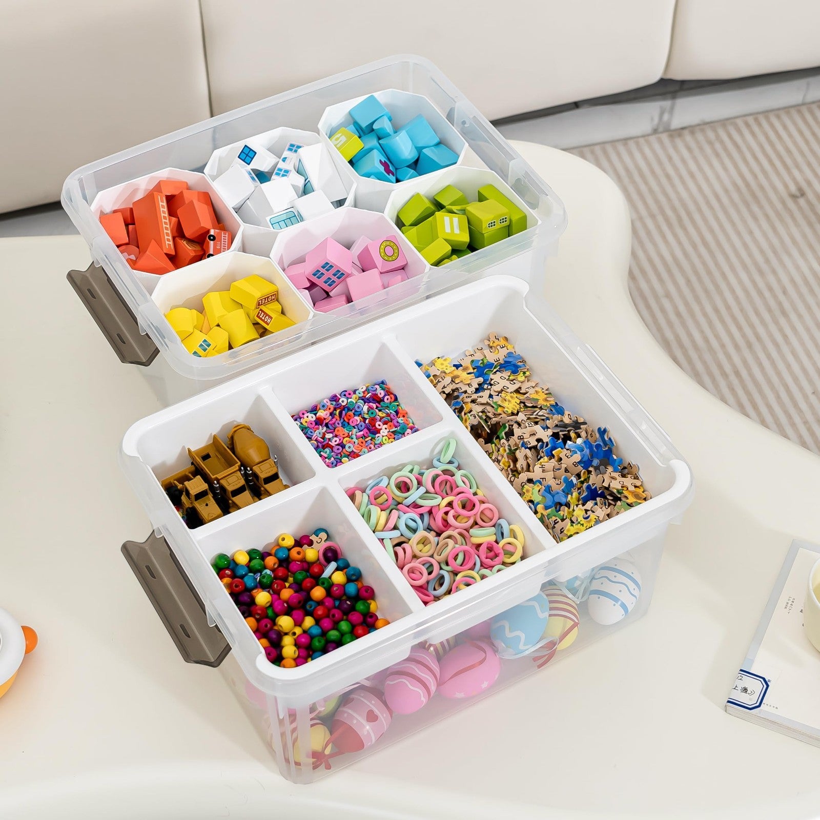 Clear Craft Organizers 17QT Storage Bins with Lids   2 Pack, Durable & Versatile7