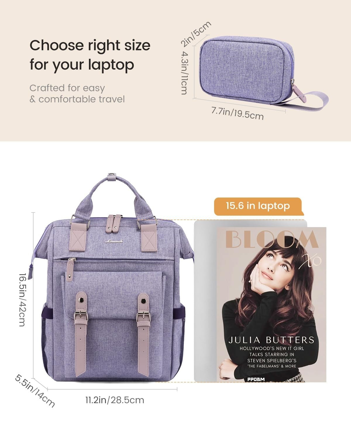 Stylish Laptop Backpack Purse for Women, Cute College Bookbag, 15.6" Daypack, Tr7