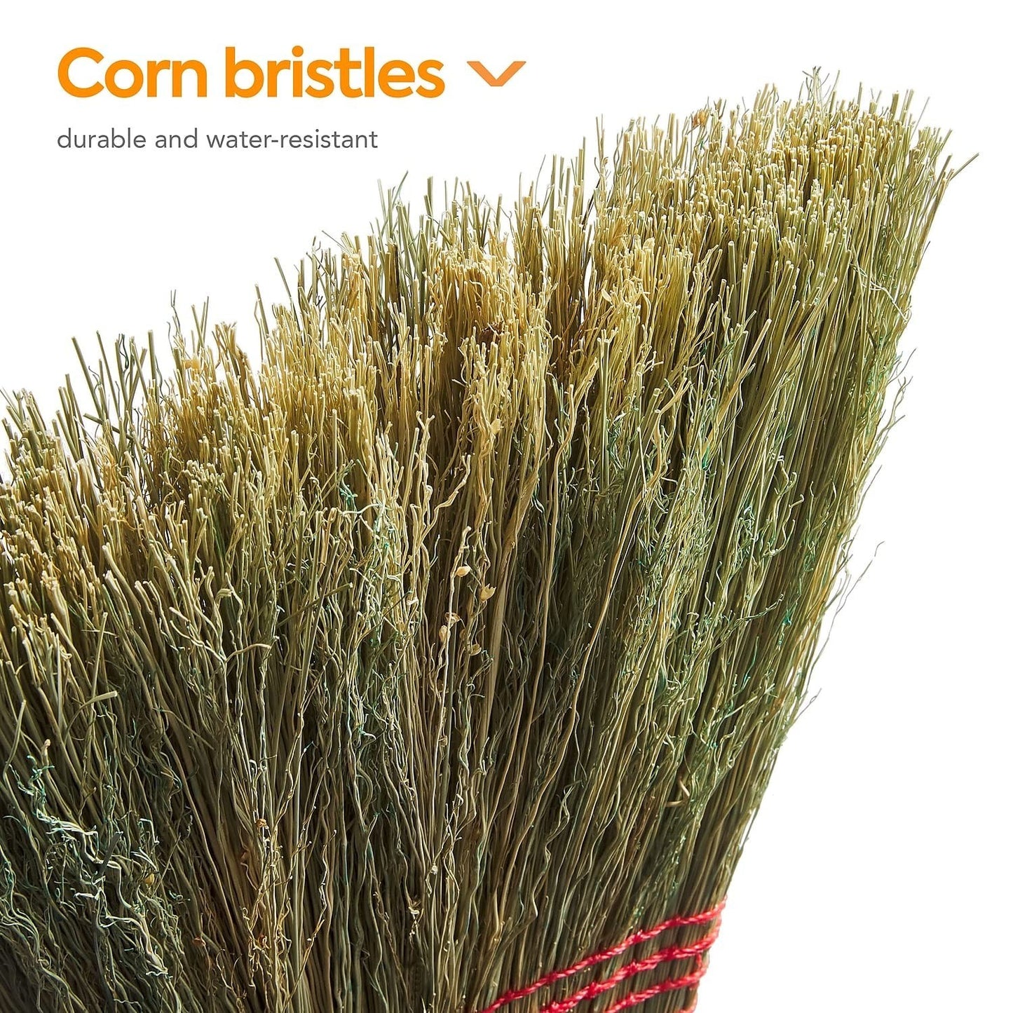 10" Standard Corn Broom with Natural Wood Handle - Heavy Duty Cleaning Tool3
