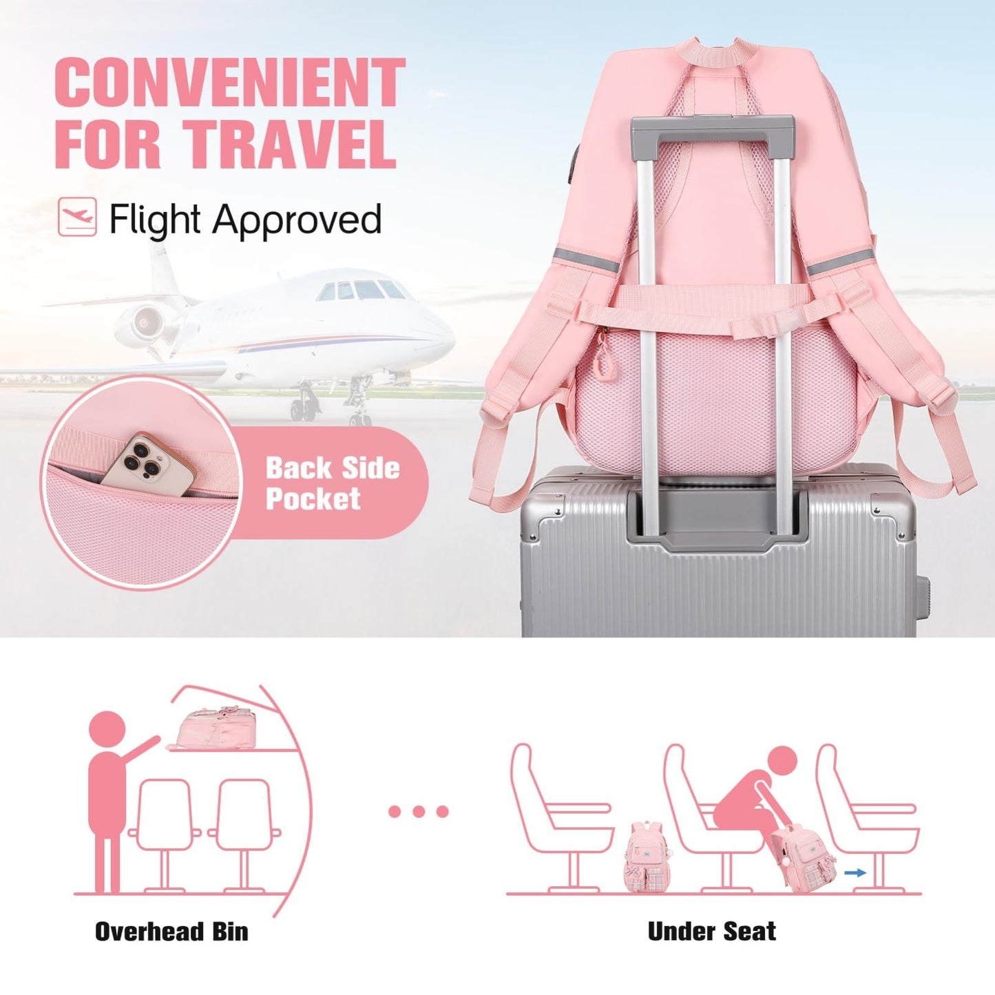 Cute Bow Backpack for Girls, School Bag Set with Lunch Bag & Pencil Case6