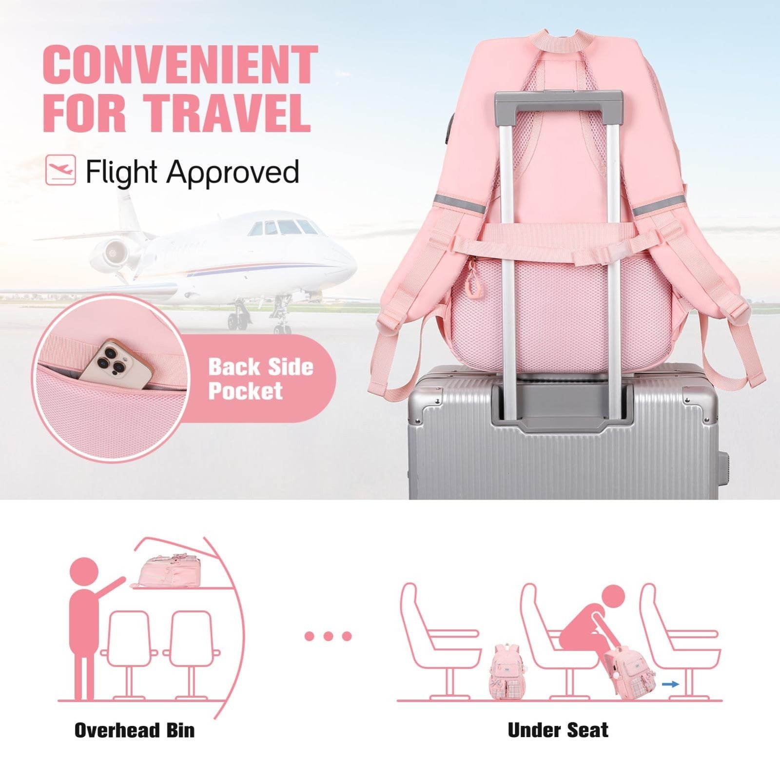 Cute Bow Backpack for Girls, School Bag Set with Lunch Bag & Pencil Case6