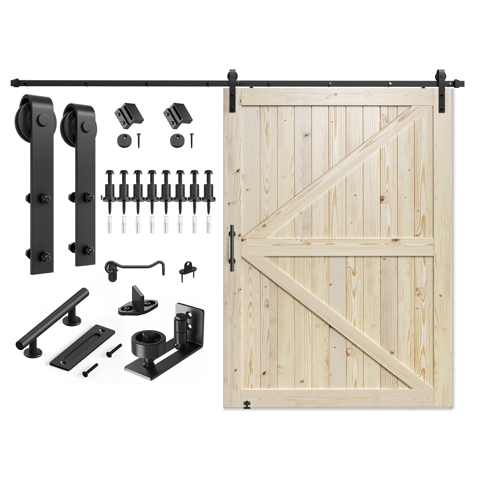 60"x84" Unfinished Solid Spruce Wood Sliding Barn Door & 10ft Hardware Kit   DIY1