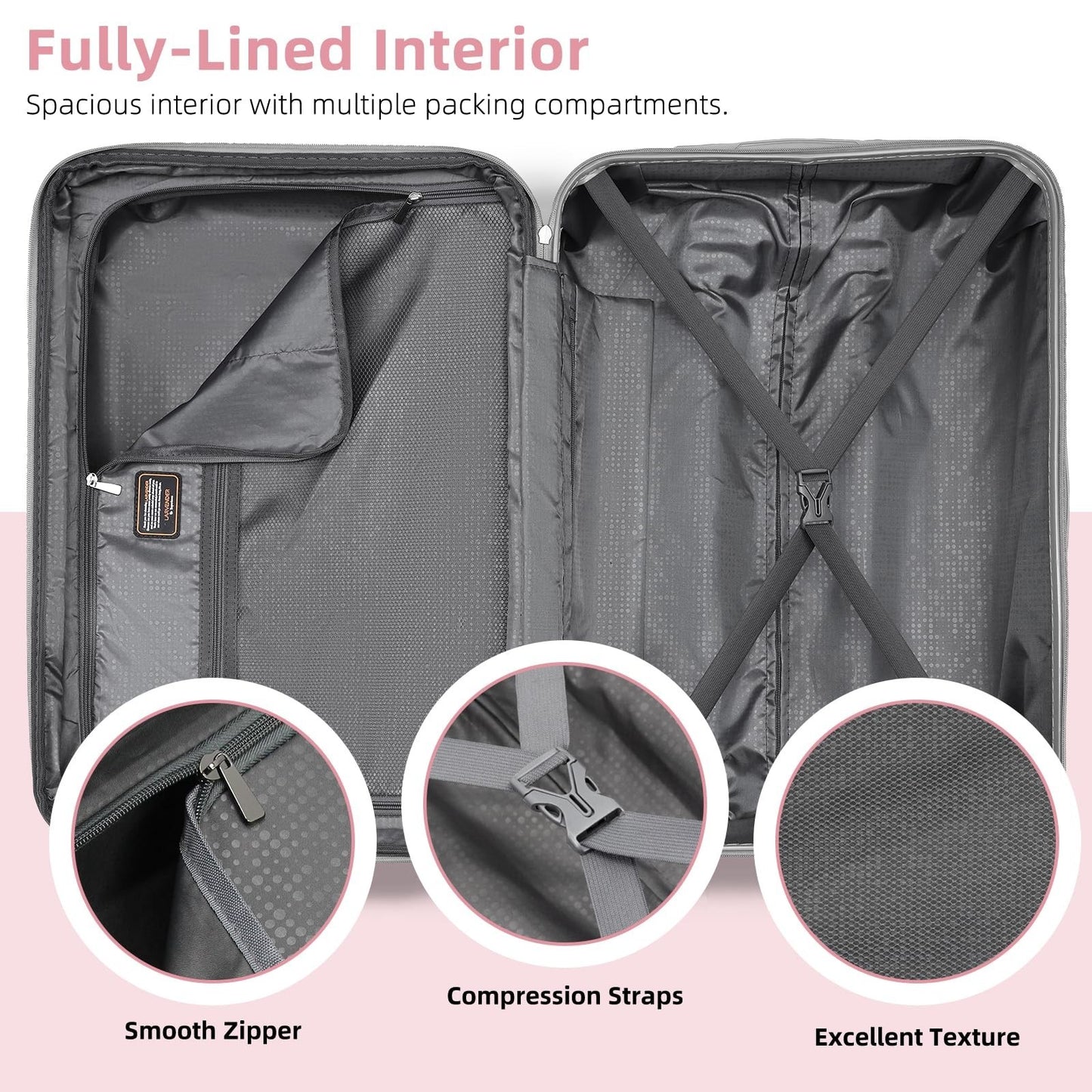 6-Piece Hardshell Luggage Set - Expandable Suitcases with Spinner Wheels, TSA Lo6