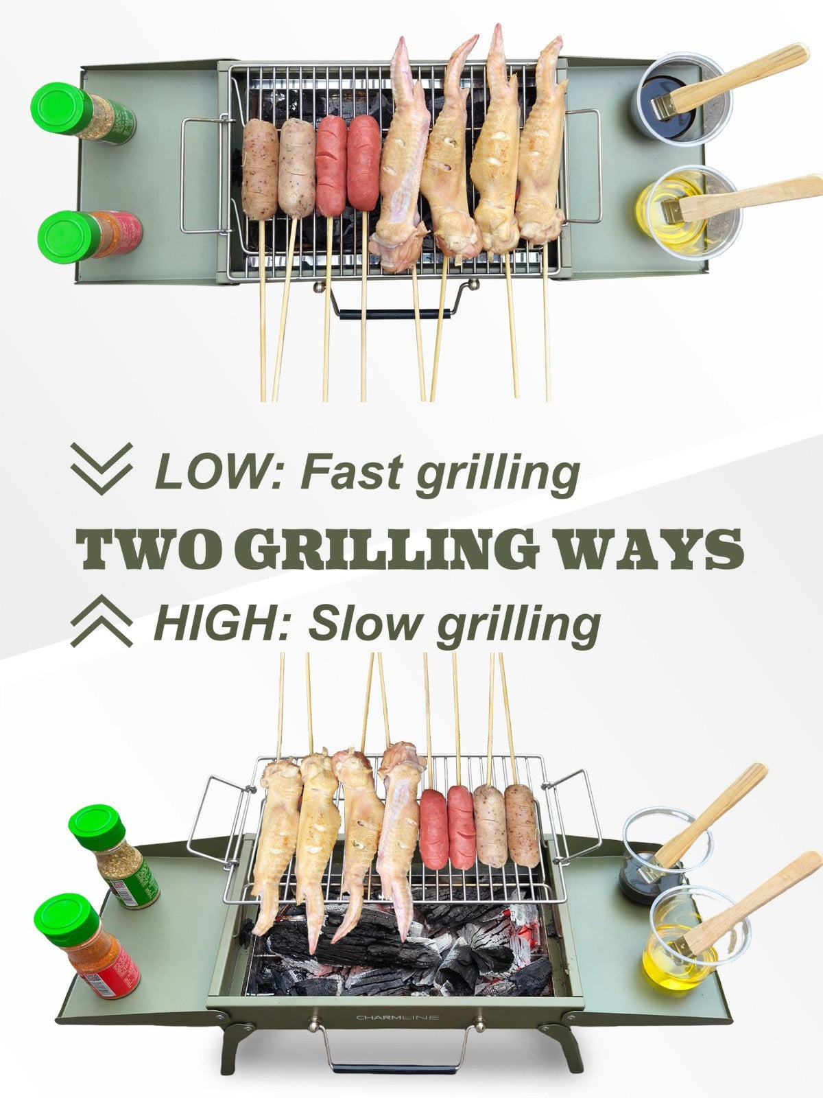 Compact Portable Charcoal BBQ Grill - 14"x9" Foldable Camping Grill for 1-3 Peop6