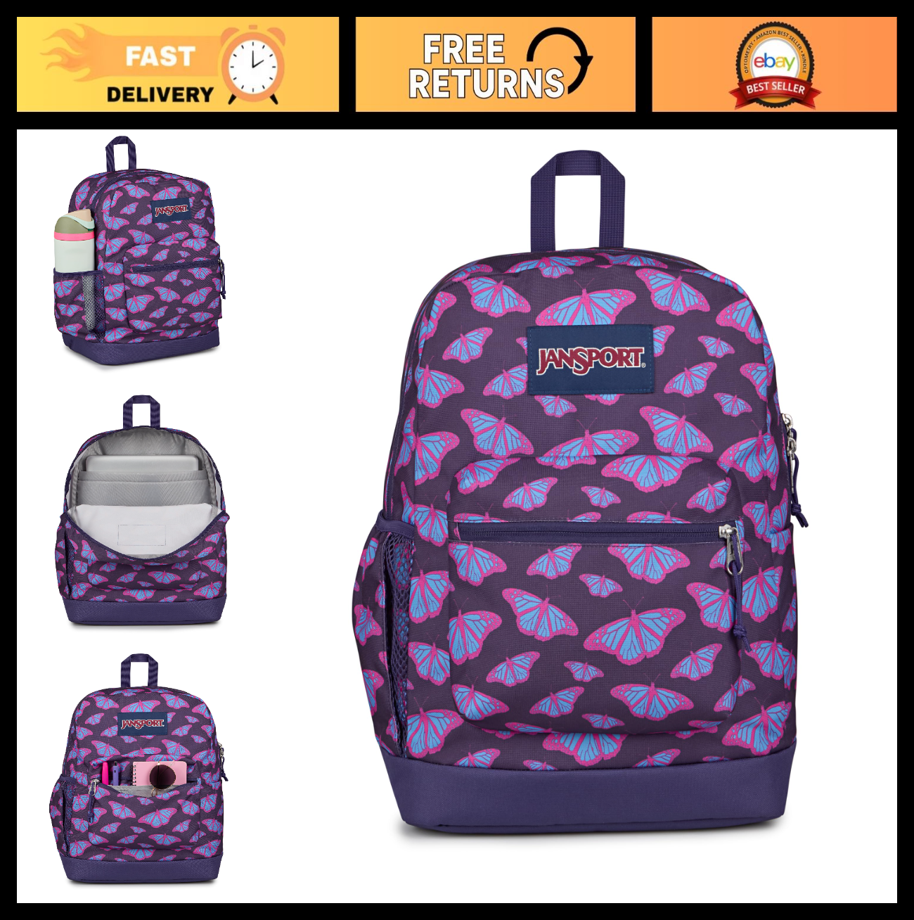 26L Cross Town Plus Backpack, Flutter By Purple, Stylish & Durable School Bag0