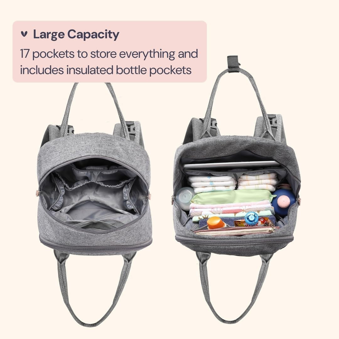 Multi Function Water Resistant Diaper Bag Backpack   Baby Travel Tote, Changing4