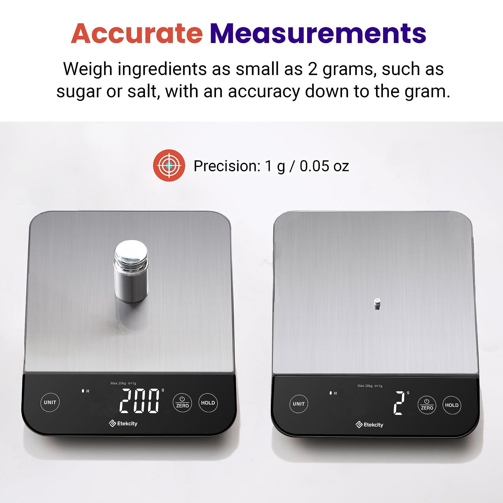 22lb Digital Kitchen Scale   USB Rechargeable, Waterproof, 1g Precision, Tare, 54