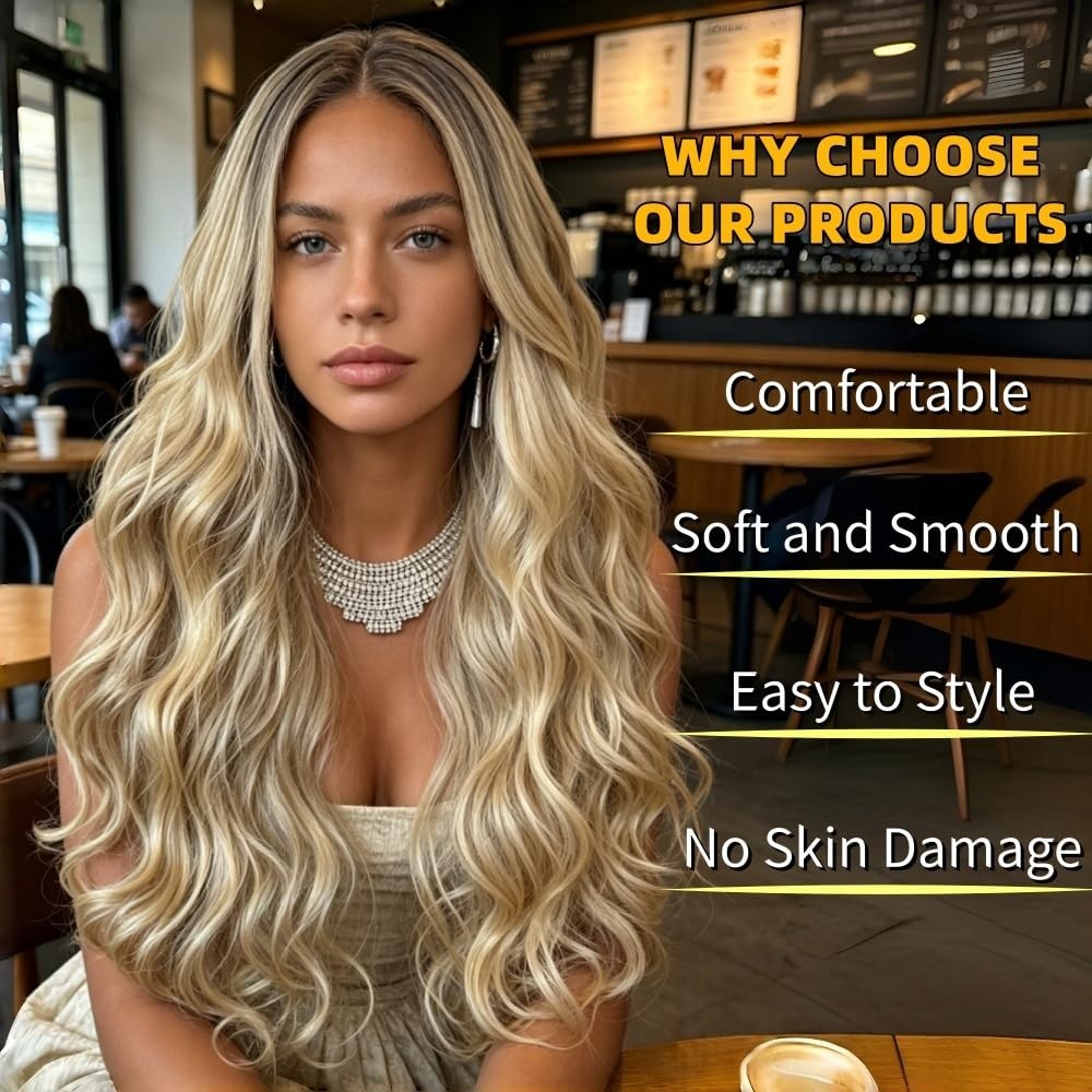 Ombre Dirty Blonde Lace Front Wig - Body Wave 13x4 HD Transparent Heat Resistant4