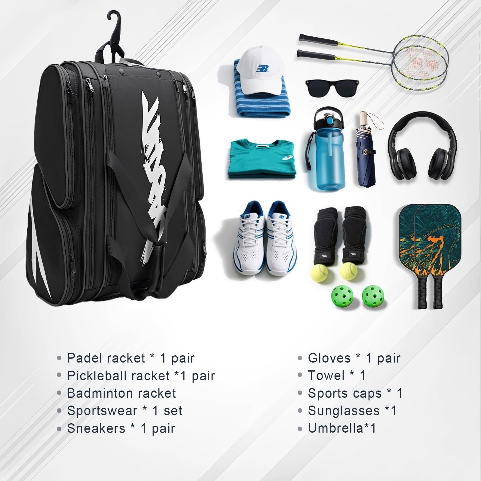 Optimized eBay Title:  "Large Pickleball Paddle Bag for 4 Paddles - Extra Pocke7