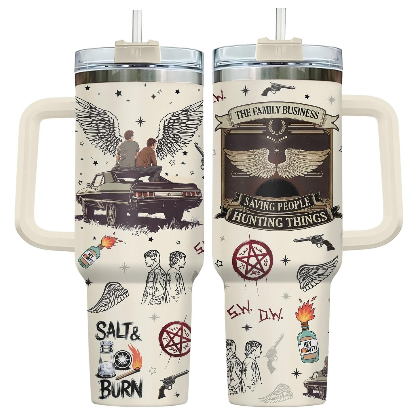 40oz Stainless Steel Tumbler with Handle   Vacuum Insulated Travel Mug   Unique1