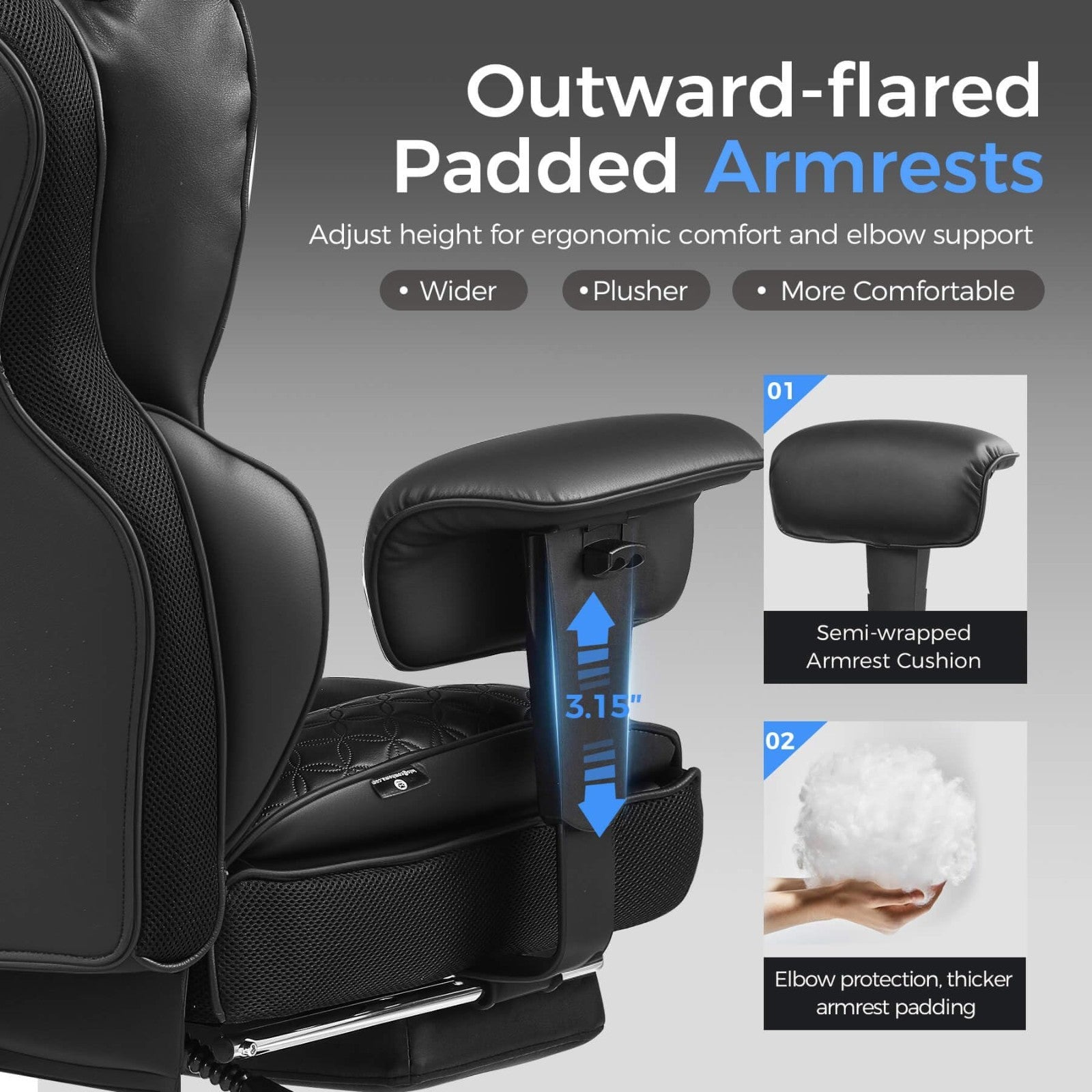 Big & Tall Gaming Chair 400lbs Heavy Duty Office Chair with Footrest, Ergonomic5