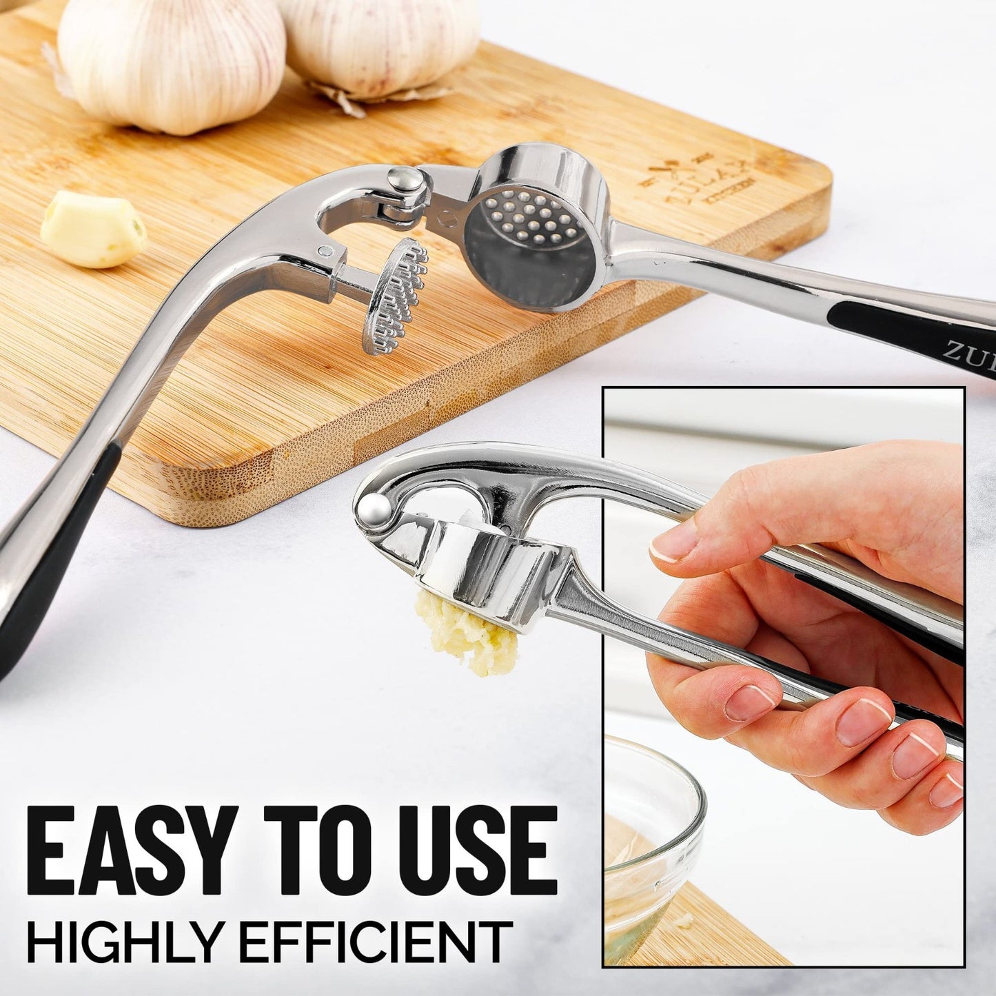 Premium Garlic Press Set   Rust Proof Mincer Tool, Easy Squeeze, Ergonomic Handl3