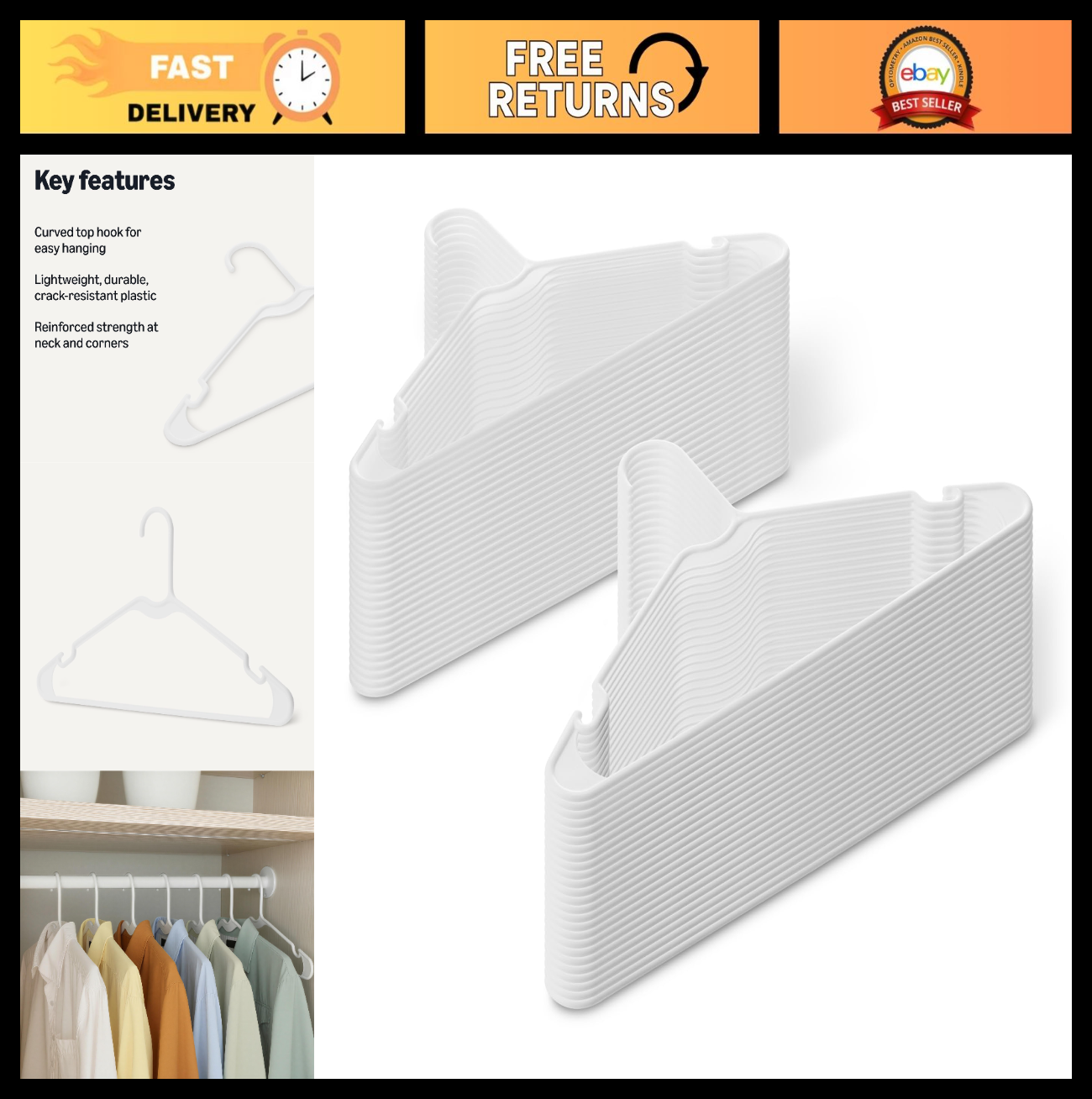 Space Saving Plastic Clothes Hangers   Sturdy Closet Organizer for Shirts & Jack0