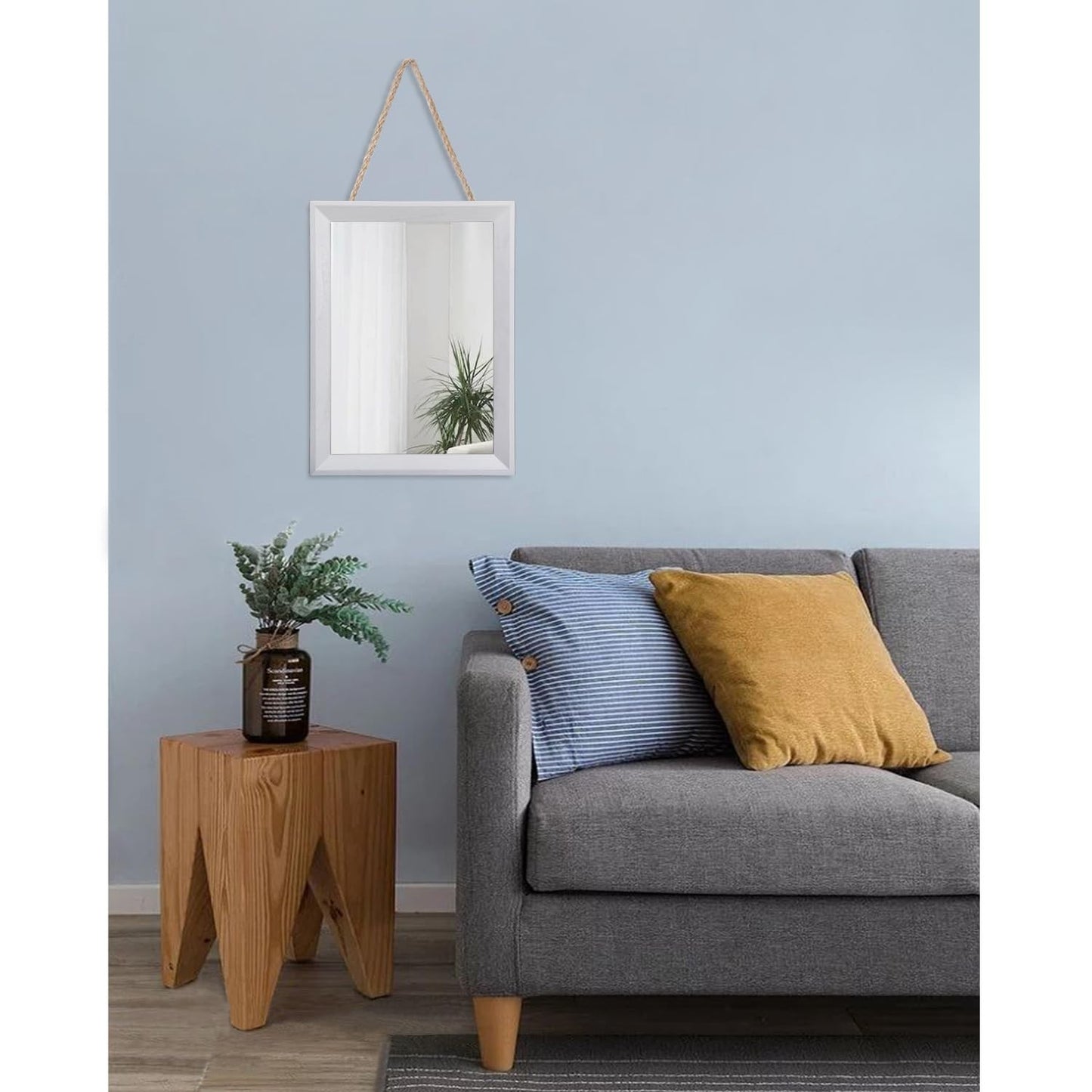 Small Rectangular Wall Mirror - Decorative Wood Framed Hanging Mirror for Home D6