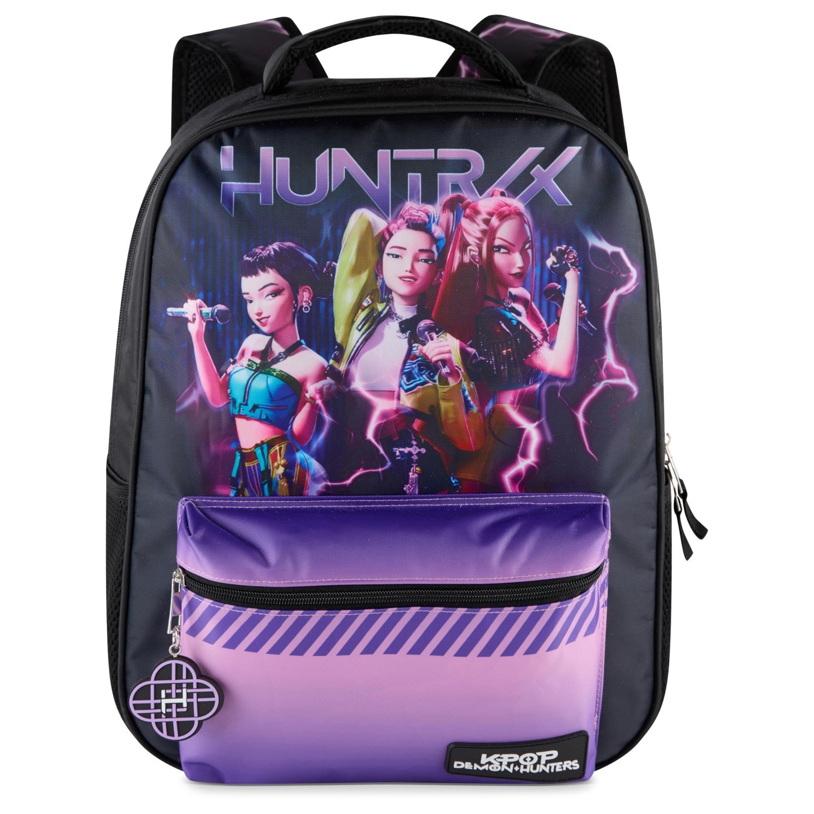 K Pop Demon Hunters 16” Backpack for Girls   Rumi, Zoey, Mira, Rubber Charm1