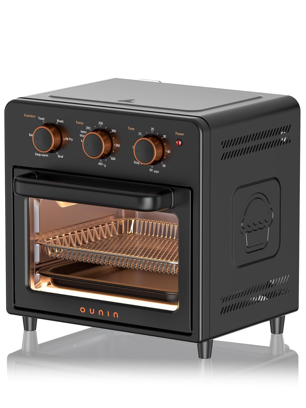 Compact 12QT Air Fryer Toaster Oven - 6-in-1 Multi-Cooker, Stainless Steel, Fast1
