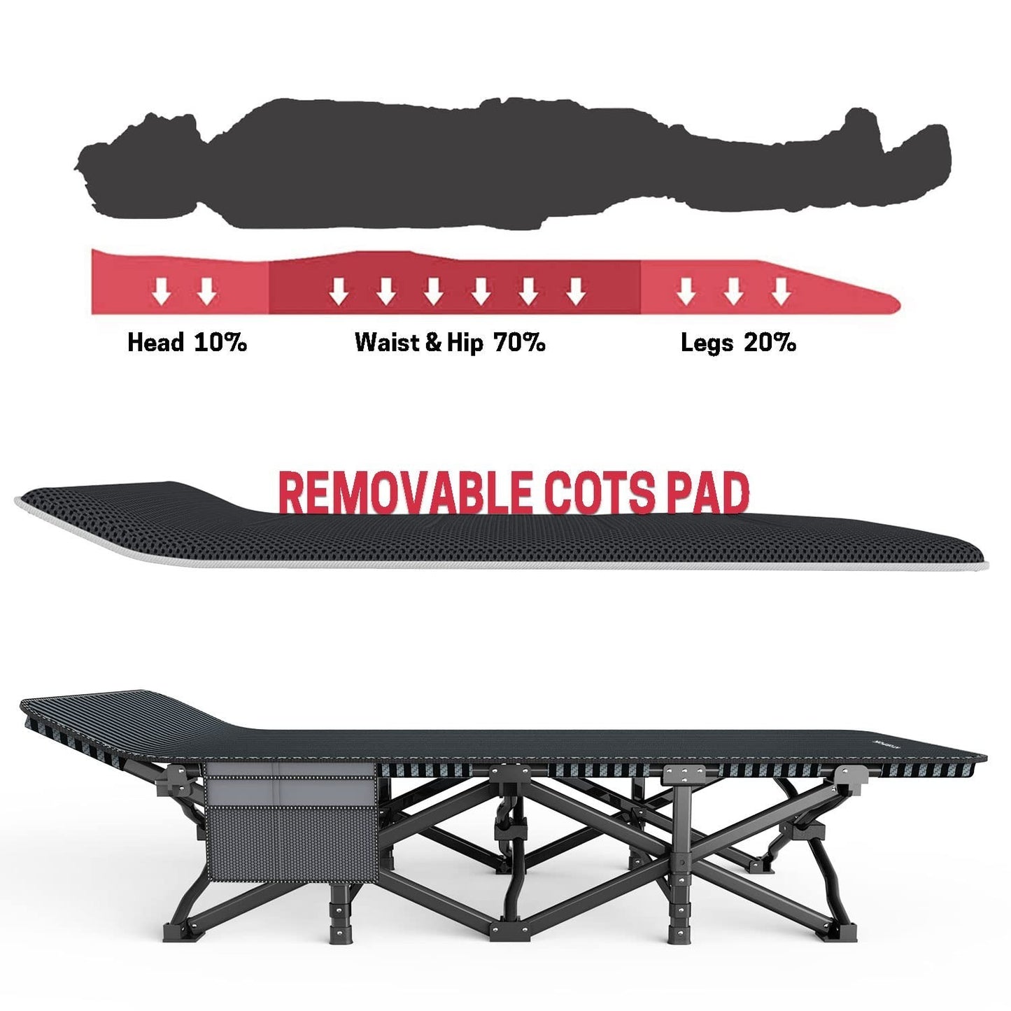 Heavy Duty Camping Cot for Adults   Portable Folding Bed with Cushion, 450LBS Su4