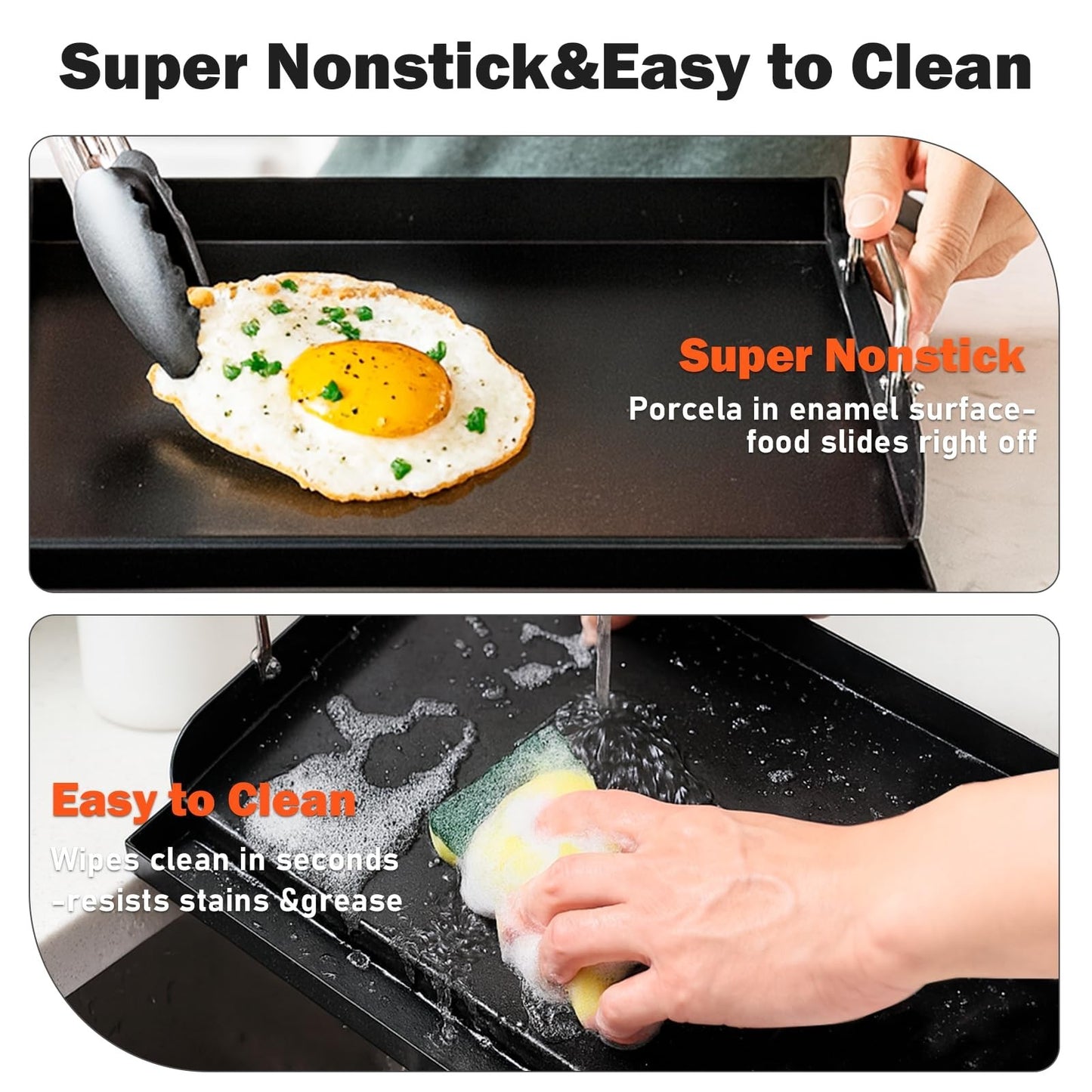 Nonstick Heavy-Duty Griddle Plate - Universal Flat Top for Gas Grill, Charcoal,3