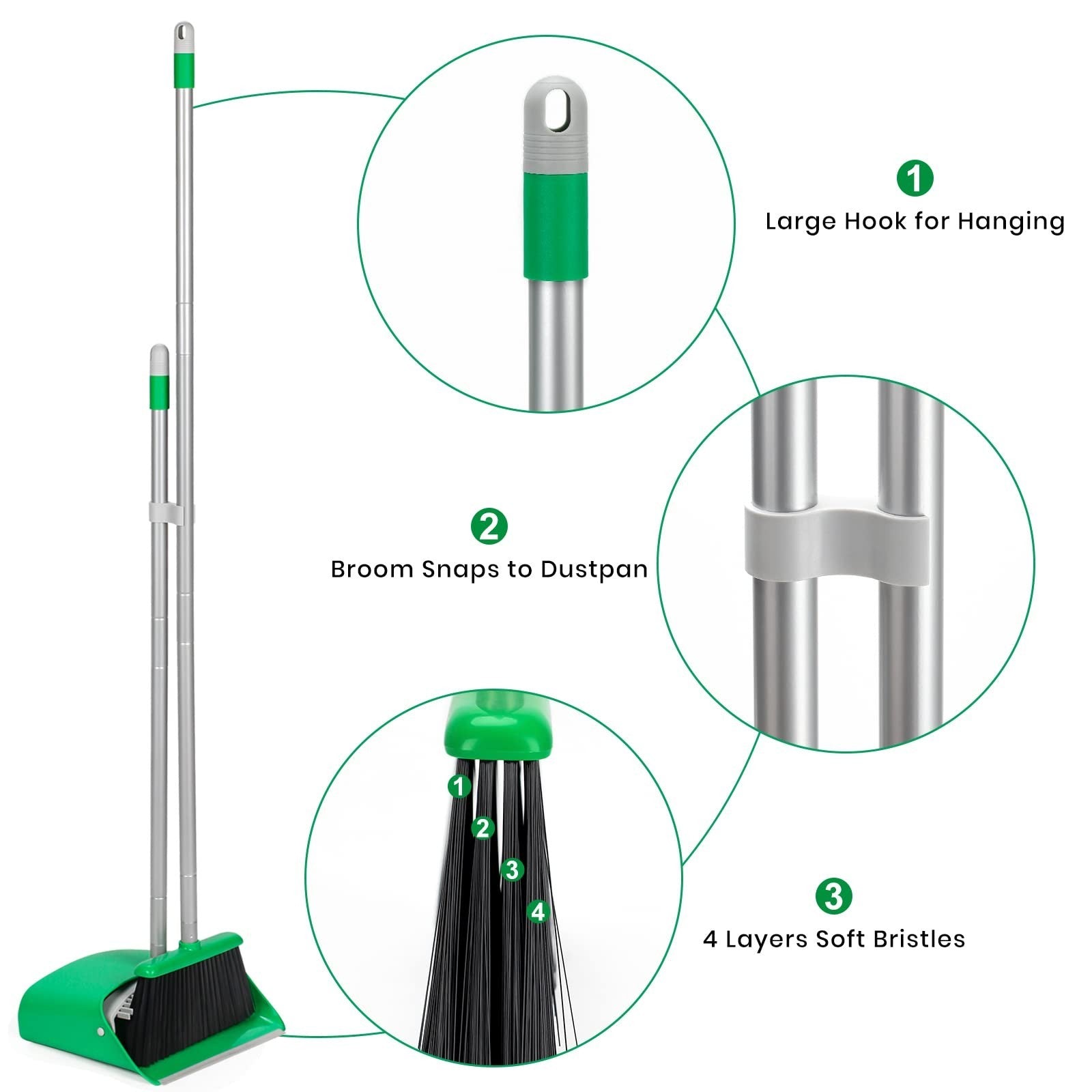 Broom and Dustpan Set - Easy Cleaning Tool for Home, Kitchen, Office, and More5