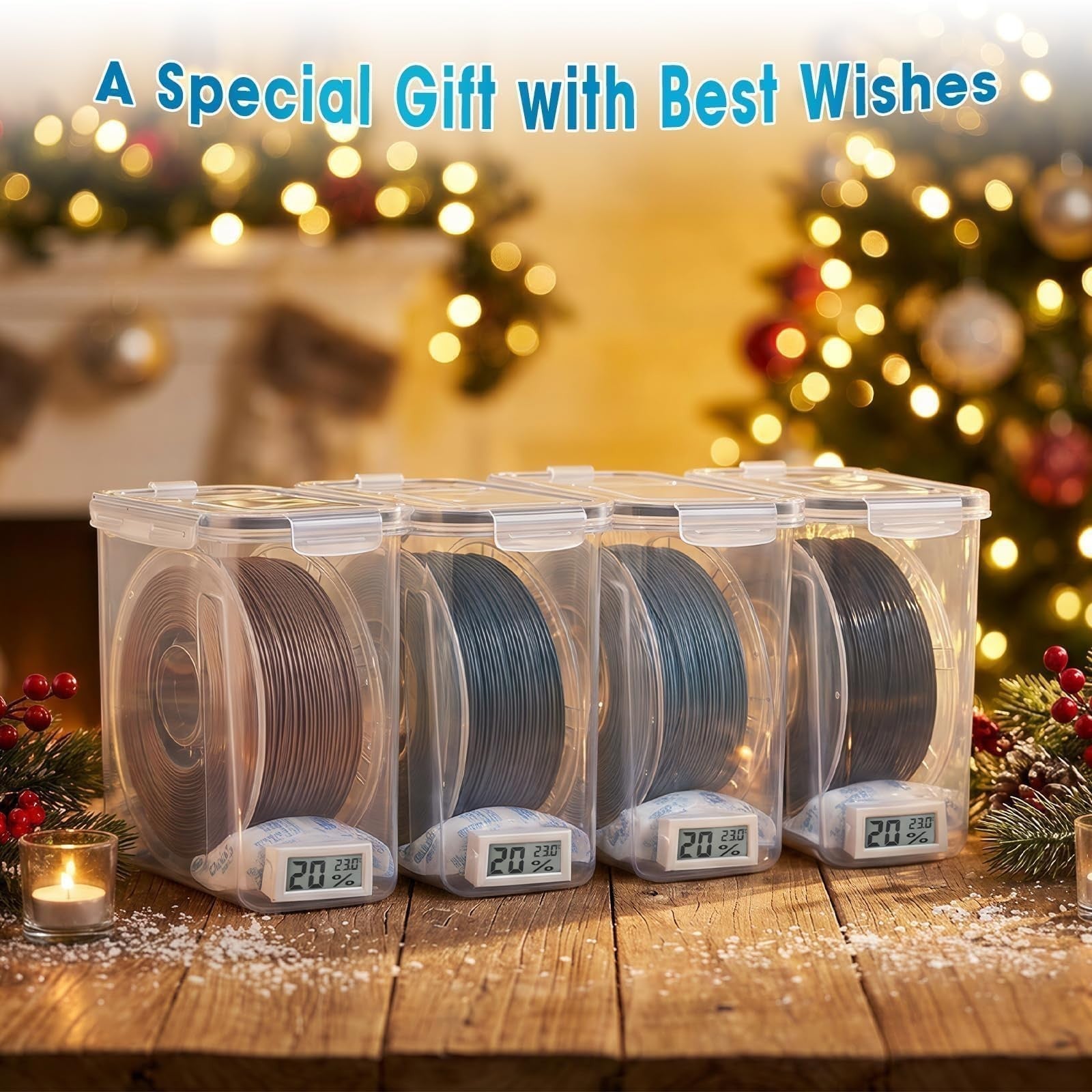 4 Pack 3D Printer Filament Storage Box - Airtight, Waterproof, Dustproof Contain2