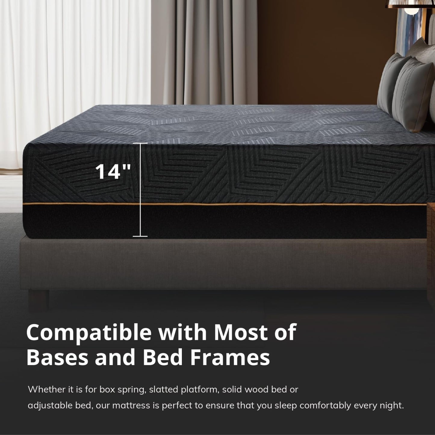 Cal King 14" Memory Foam Mattress   Medium Firm, Copper Gel, Graphene Cover, Cer3