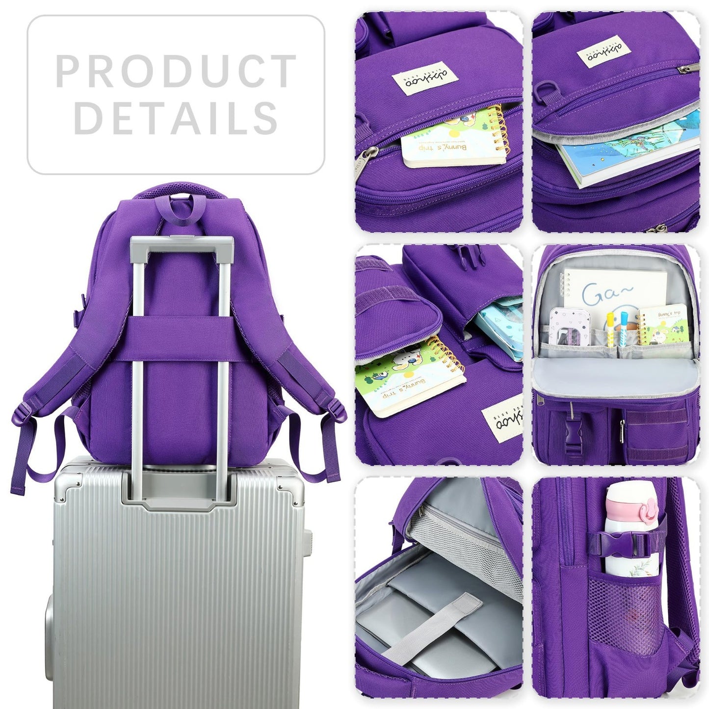 Large Heavy Duty Backpack for School & College   Multi Pocket Travel Bookbag3