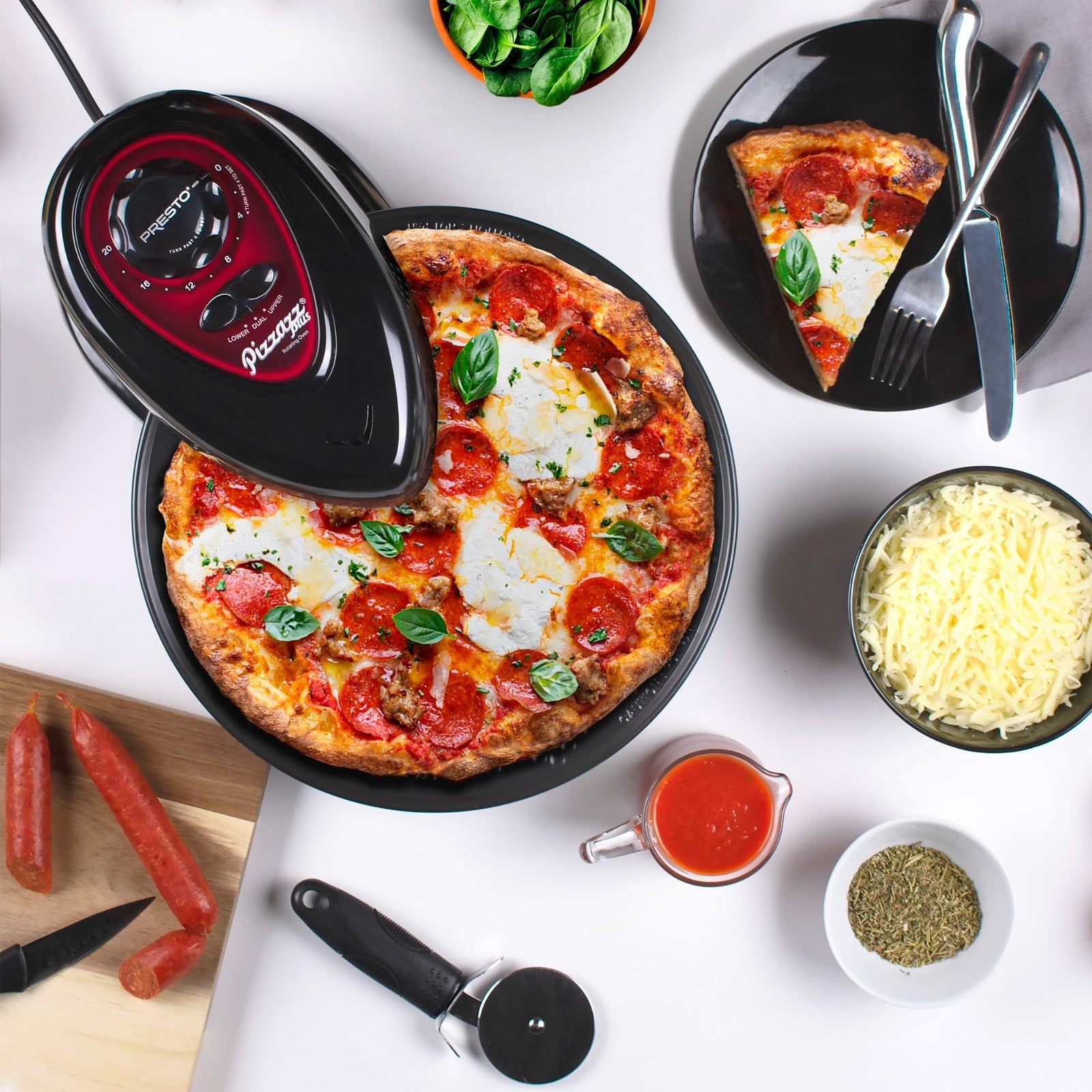 Rotating Pizza Oven, Electric Pizzazz Plus, Countertop Cooking Appliance, Fast &2