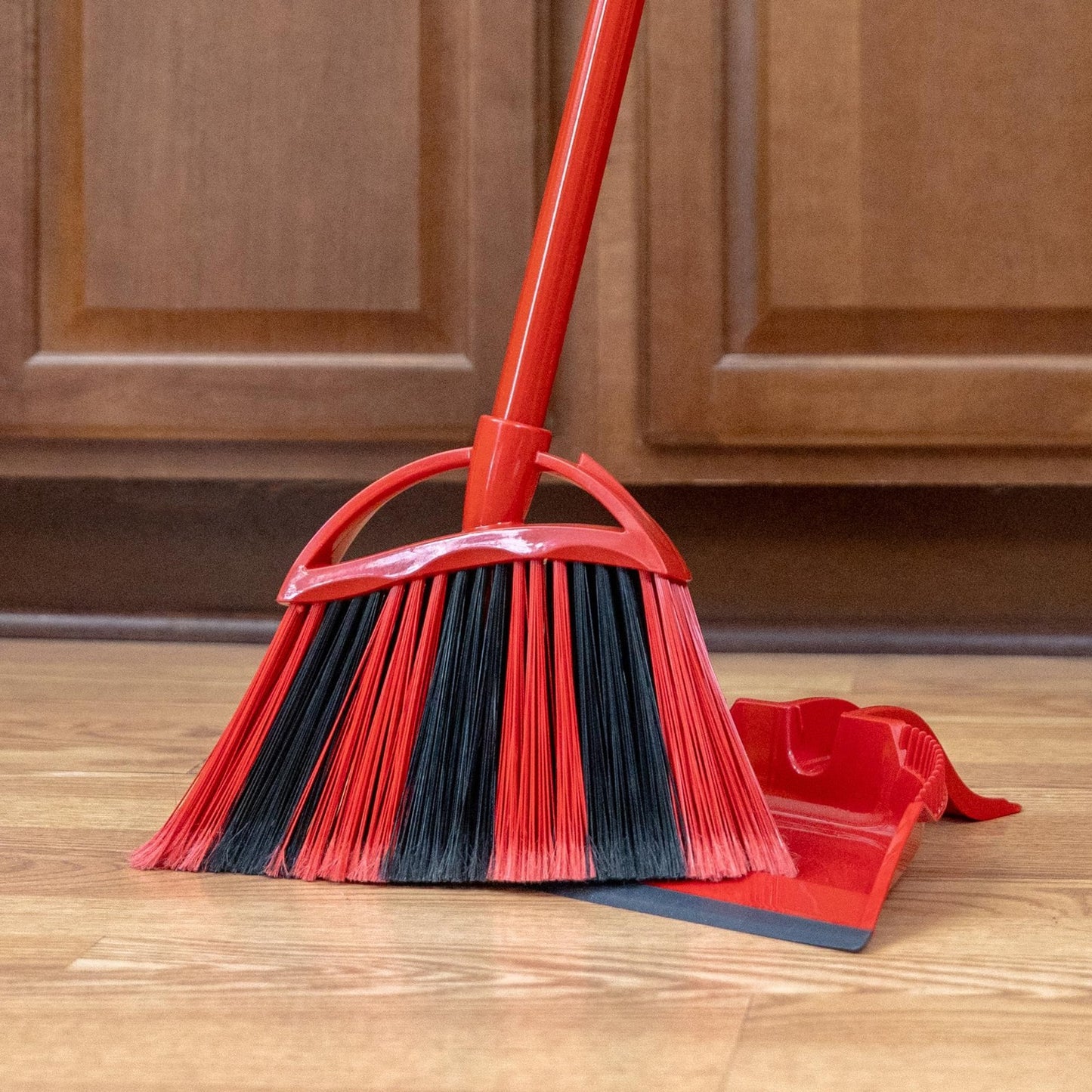 Sweep Broom & Step-On Dustpan Set | Wave Bristles for 99% Dirt Removal | Lightwe7