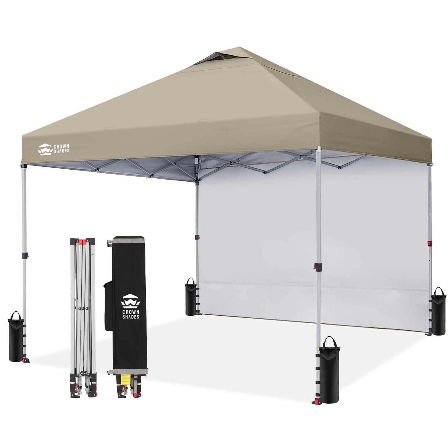 10x10 Pop Up Canopy Tent with Side Wall, Easy Setup Outdoor Gazebo, Beach Shade,0