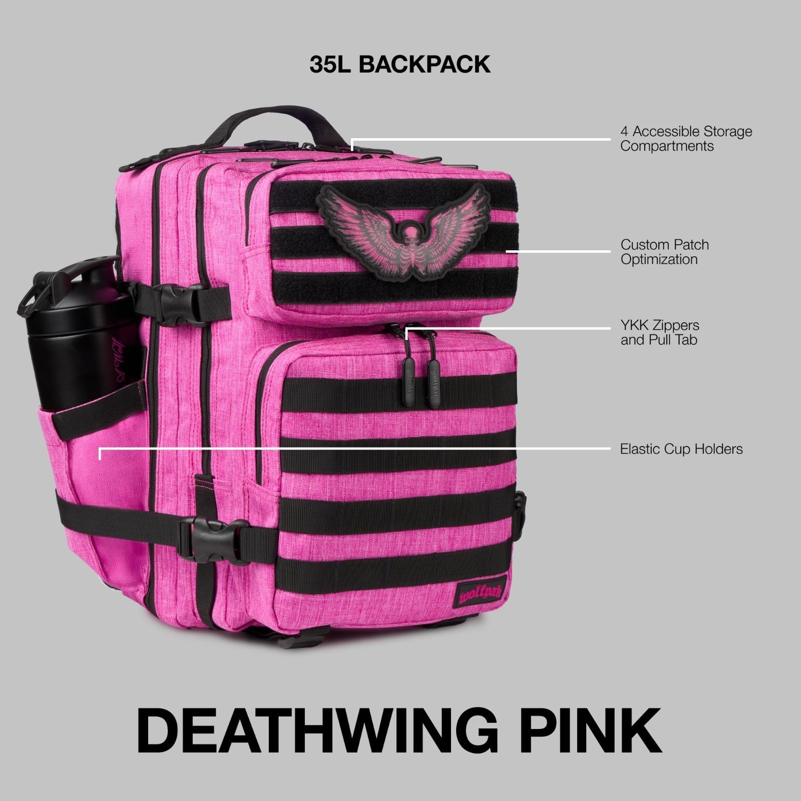 Durable 35L Waterproof Gym Backpack   1000D Oxford, MOLLE Webbing, Laptop Pocket2