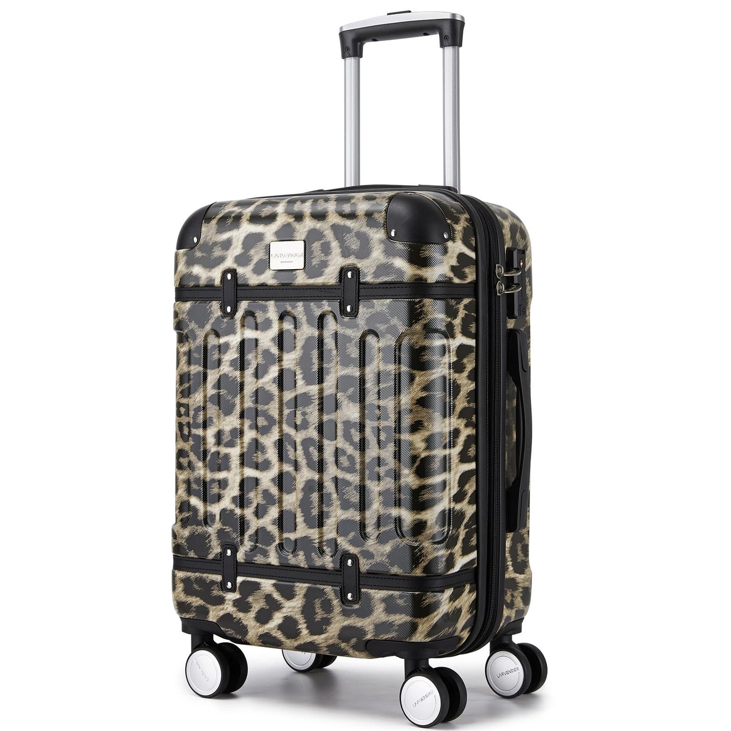 Expandable Carry-On Luggage 22x14x9, Lightweight Hardshell, Cheetah Print, TSA L1