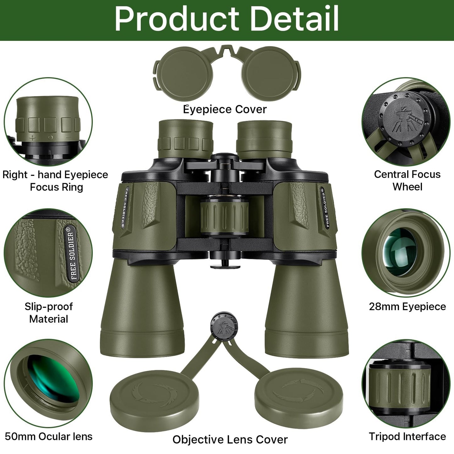 High Powered 20x50 Binoculars for Adults   Low Light Night Vision, 28mm Eyepiece8