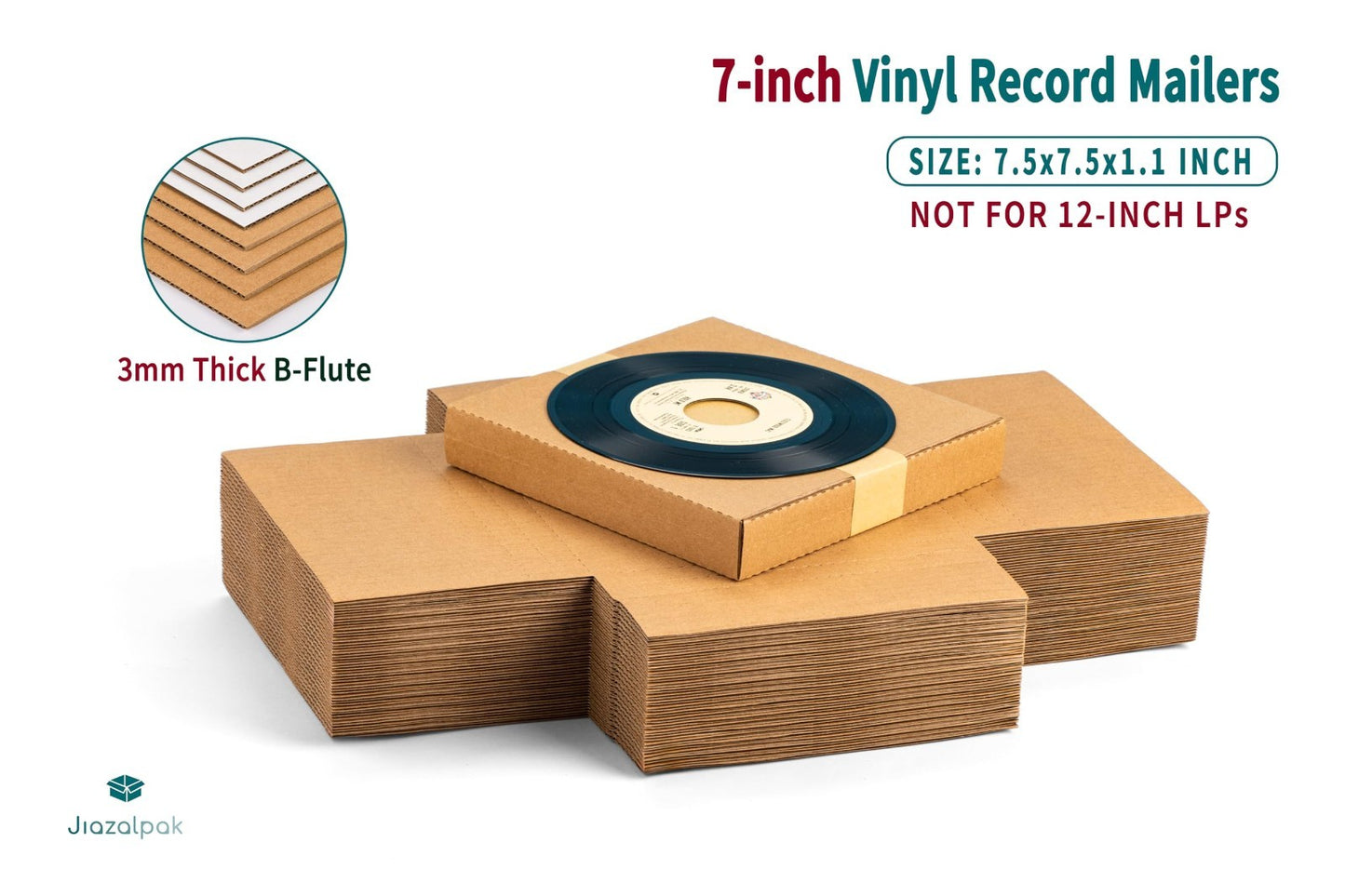 50 Pack 7-Inch Vinyl Record Mailers | Corrugated Shipping Boxes for EP Singles4