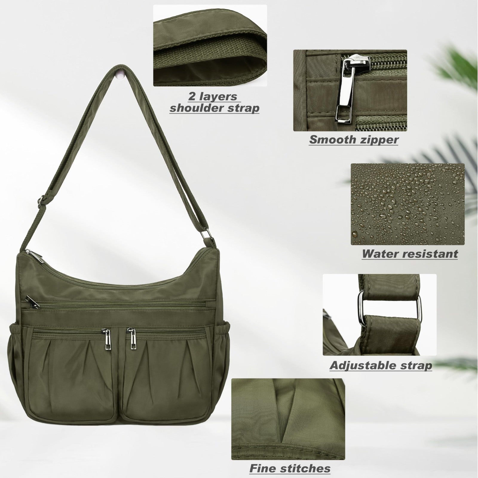 Lightweight Waterproof Nylon Crossbody Purse for Women - Travel Handbag, Pocketb6