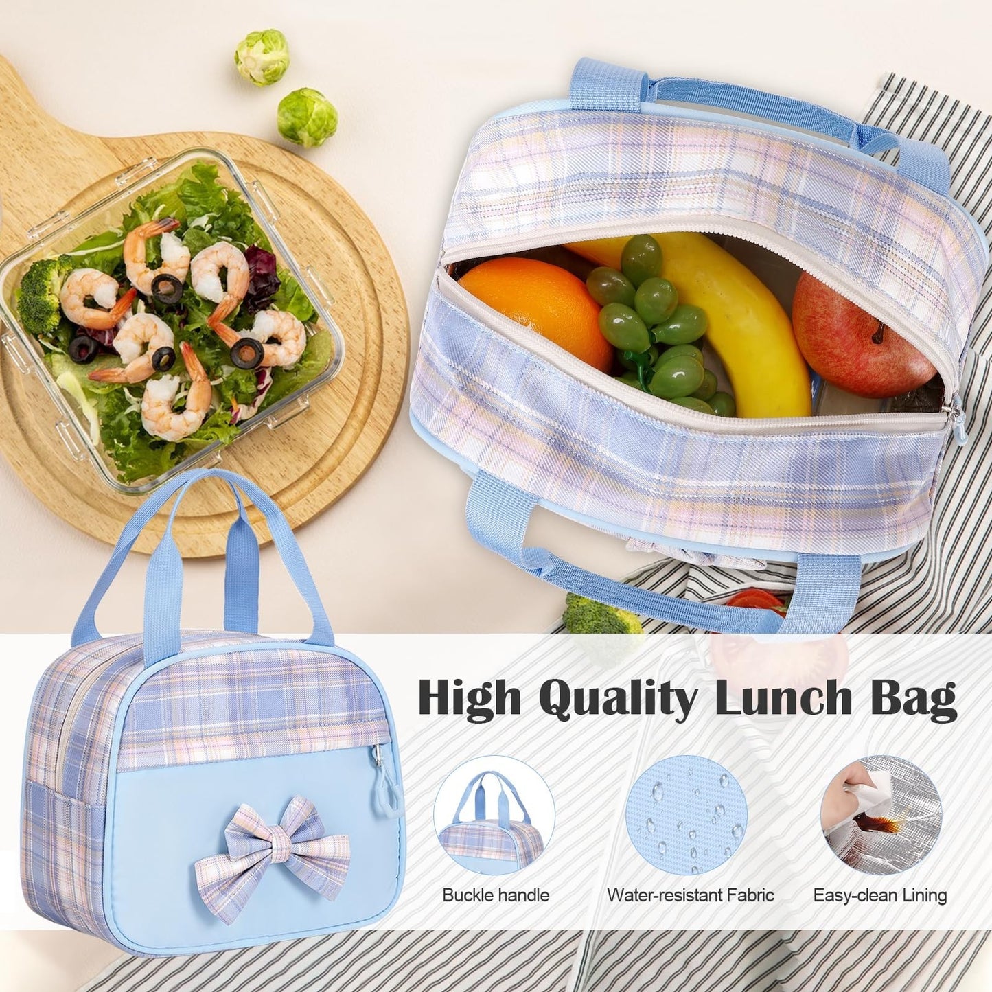Cute Bow Backpack for Girls   School Bag with Lunch Bag & Pencil Case, Stylish &5