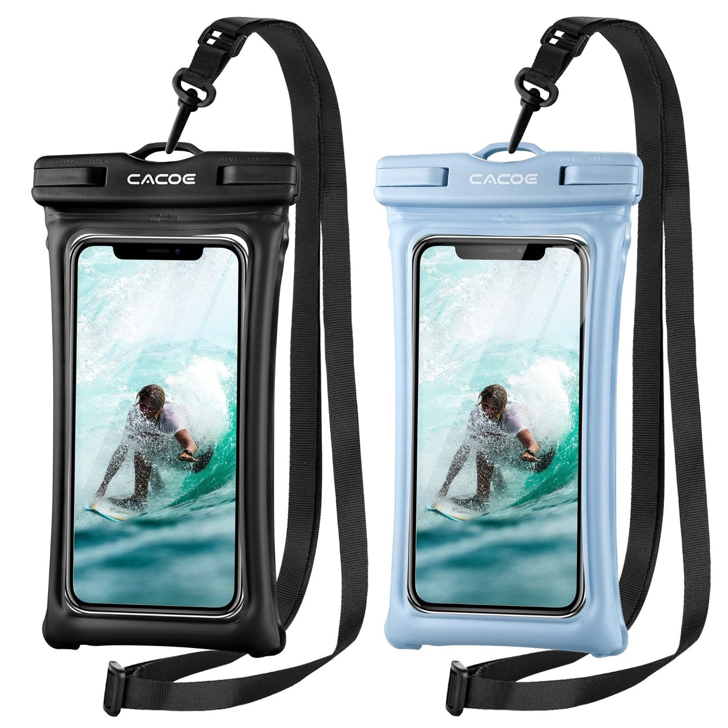 Waterproof Phone Pouch 2 Pack   Floatable IPX8 Case for 7" Phones, Lanyard, Dry1
