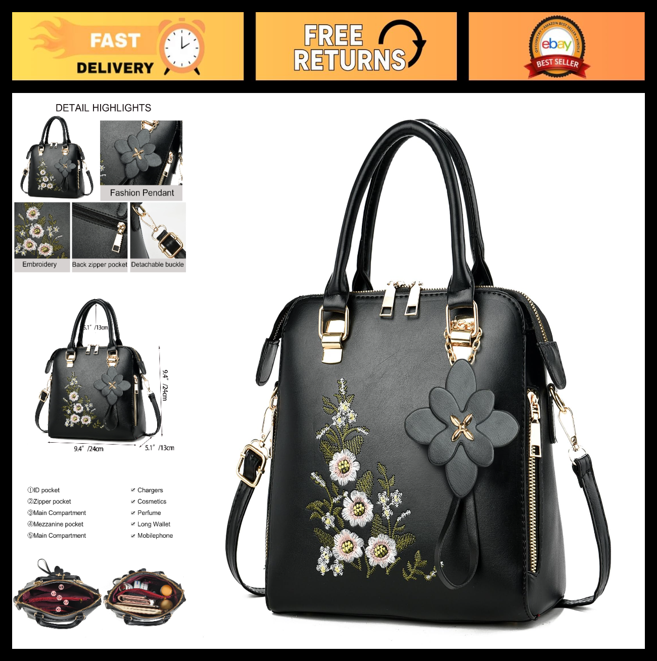 Vintage Embroidered Crossbody Purses for Women - Stylish Satchel Handbags0