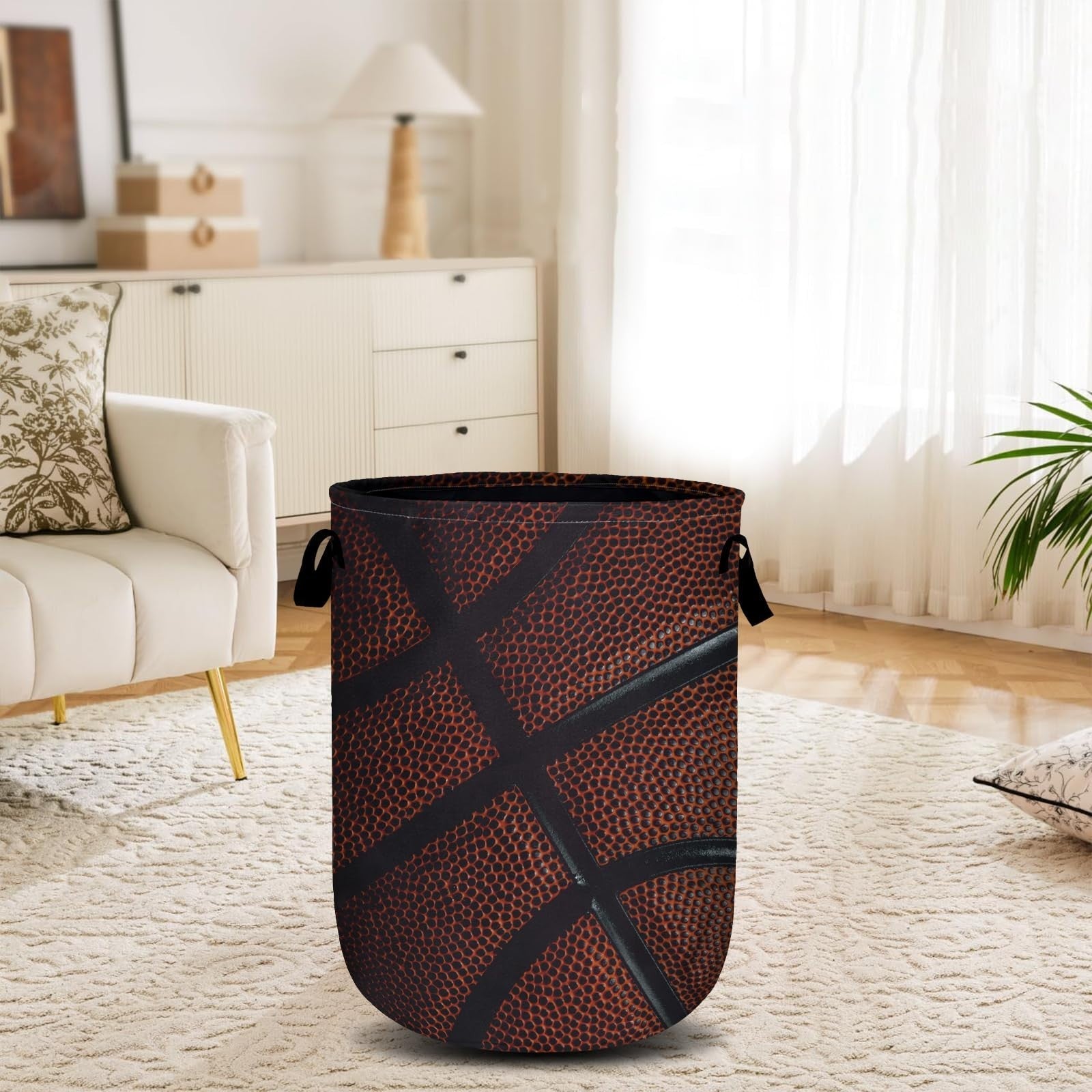 Collapsible Basketball Texture Laundry Hamper, Oxford Cloth Storage Bin 15.7"x201