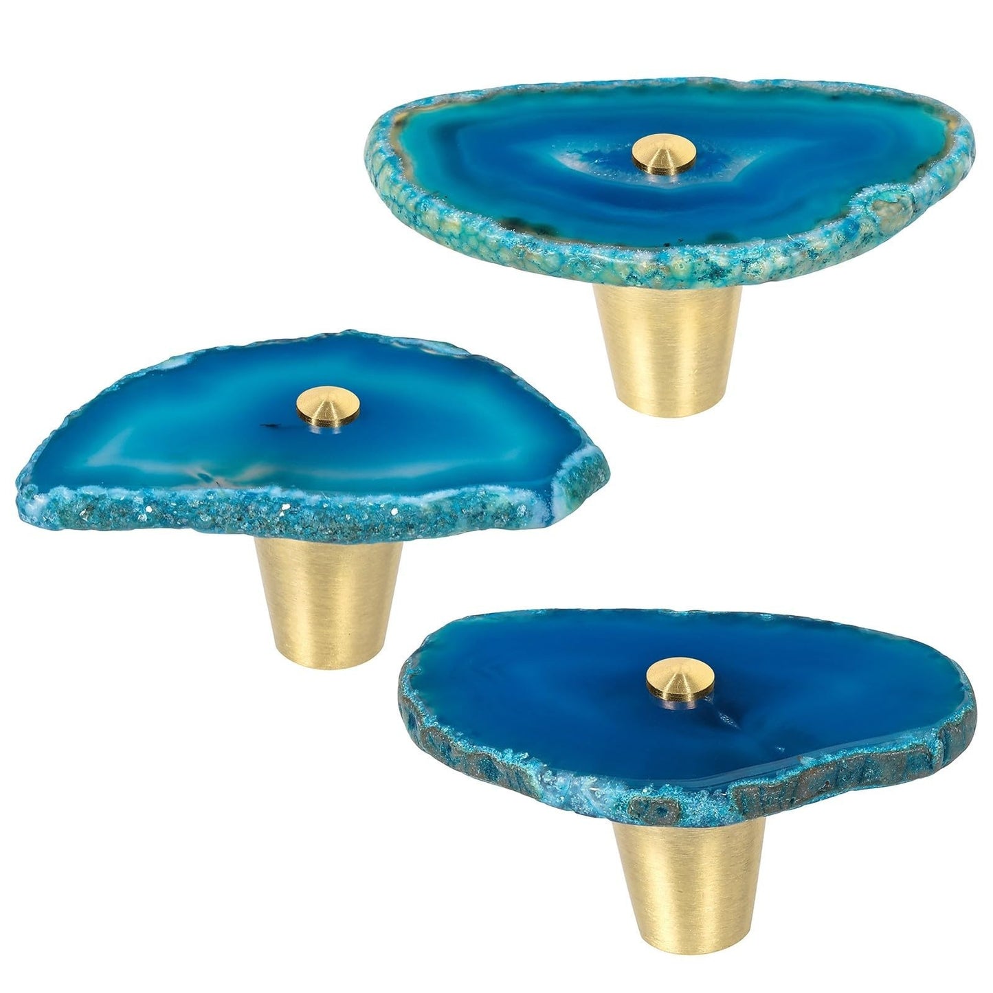 Set of 4 Irregular Agate Slice Cabinet Knobs | Blue Geode Pull Handles for Home4